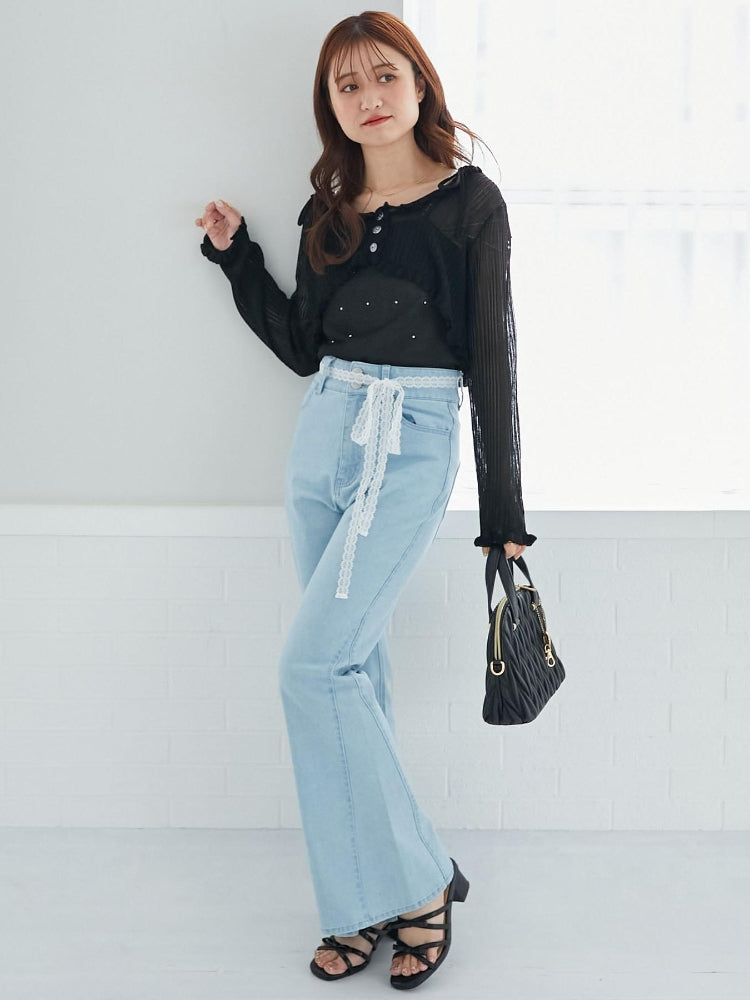 マジェスティックレゴン MAJESTIC LEGON ヒップハートフレアパンツ (ブルー) ブルー