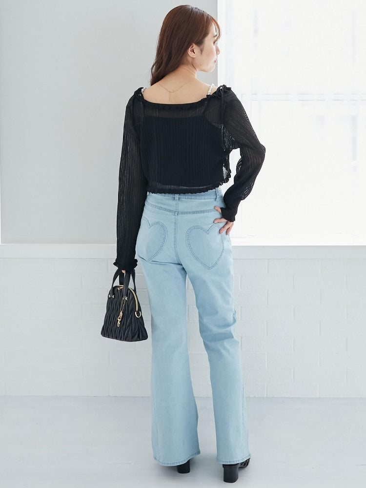 マジェスティックレゴン MAJESTIC LEGON ヒップハートフレアパンツ (ブルー) ブルー