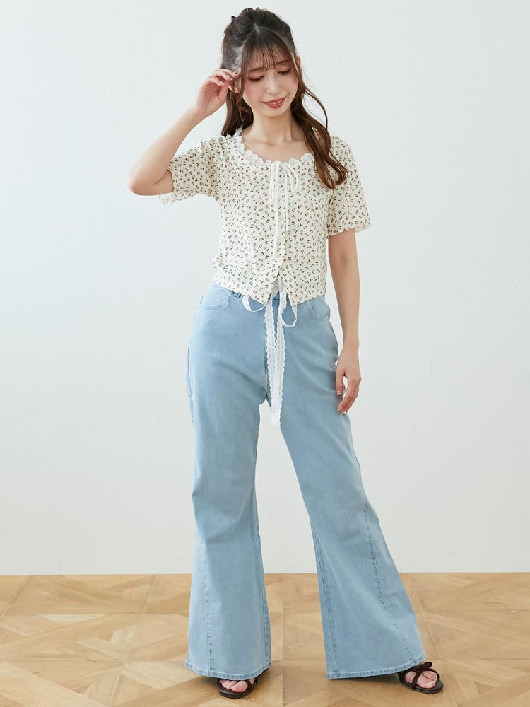 マジェスティックレゴン MAJESTIC LEGON ヒップハートフレアパンツ (ブルー) ブルー