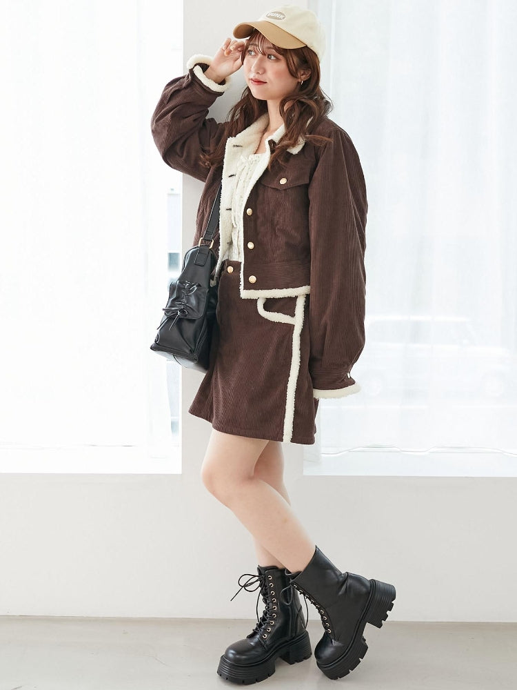 マジェスティックレゴン MAJESTIC LEGON ボアトリムミニスカパン (ブラウン) ブラウン