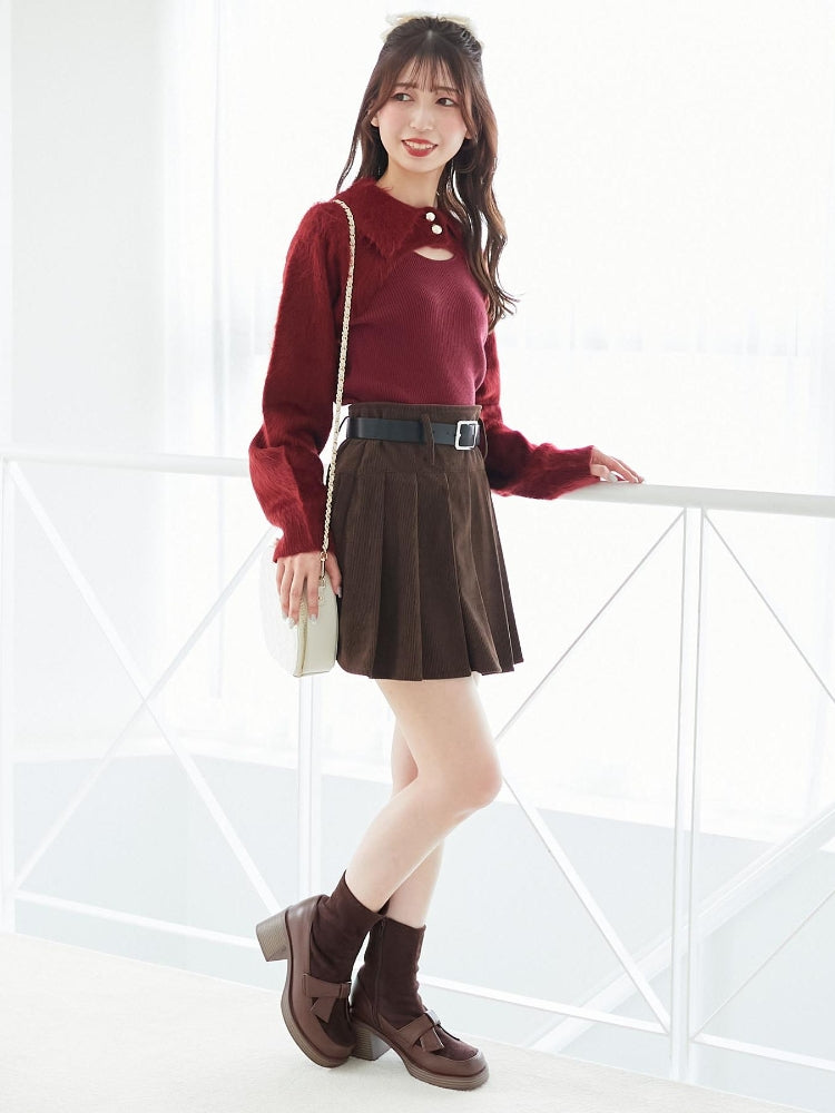 マジェスティックレゴン MAJESTIC LEGON ベルトセットプリーツミニスカパン (グレー) グレー