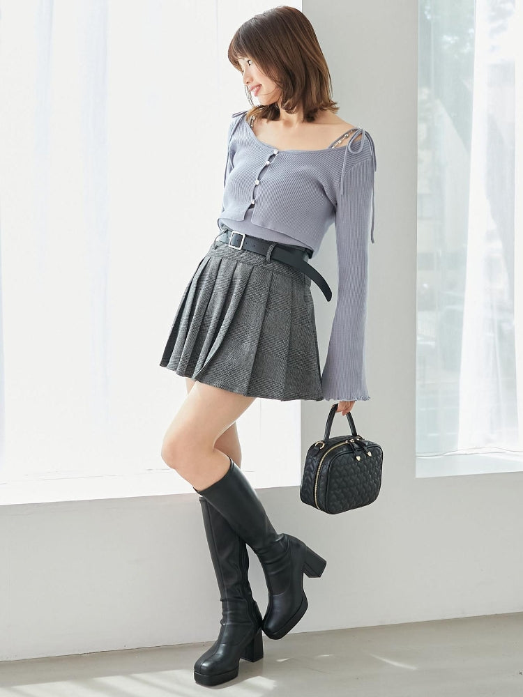 マジェスティックレゴン MAJESTIC LEGON ベルトセットプリーツミニスカパン (グレー) グレー