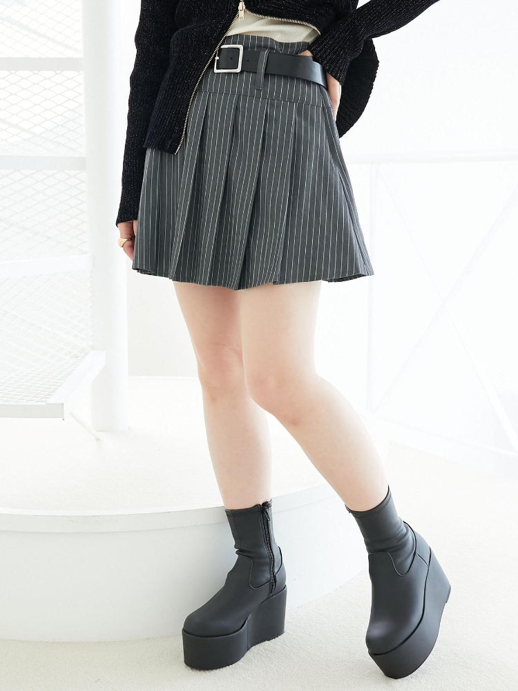 マジェスティックレゴン MAJESTIC LEGON ベルトセットプリーツミニスカパン (グレー) グレー