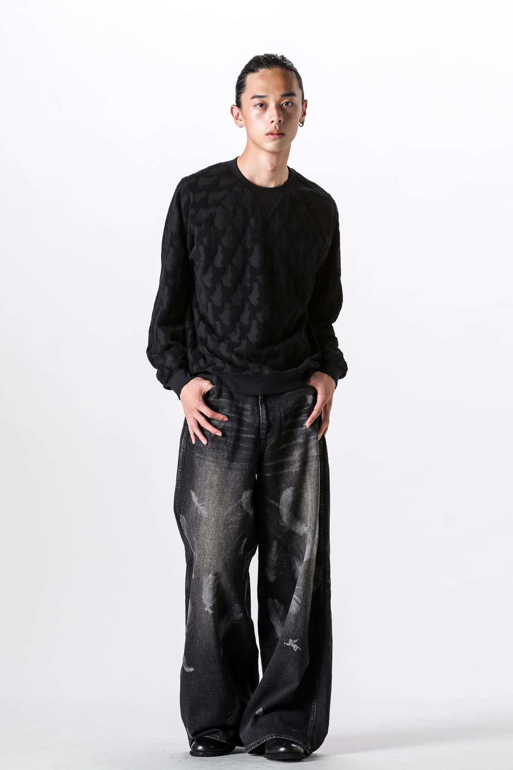 エムエーエスユー MASU Angel Pile Jacquard Sweatshirt (BLACK) BLACK