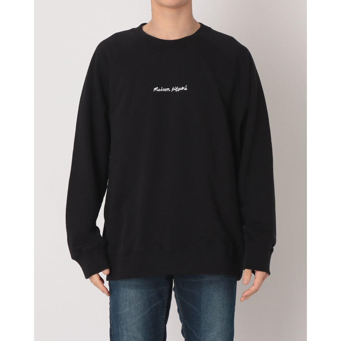 メゾンキツネ MAISON KITSUNE ライン ハンドライティング オーバーサイズ スウェットシャツ スウェットシャツ (ブラック) ブラック