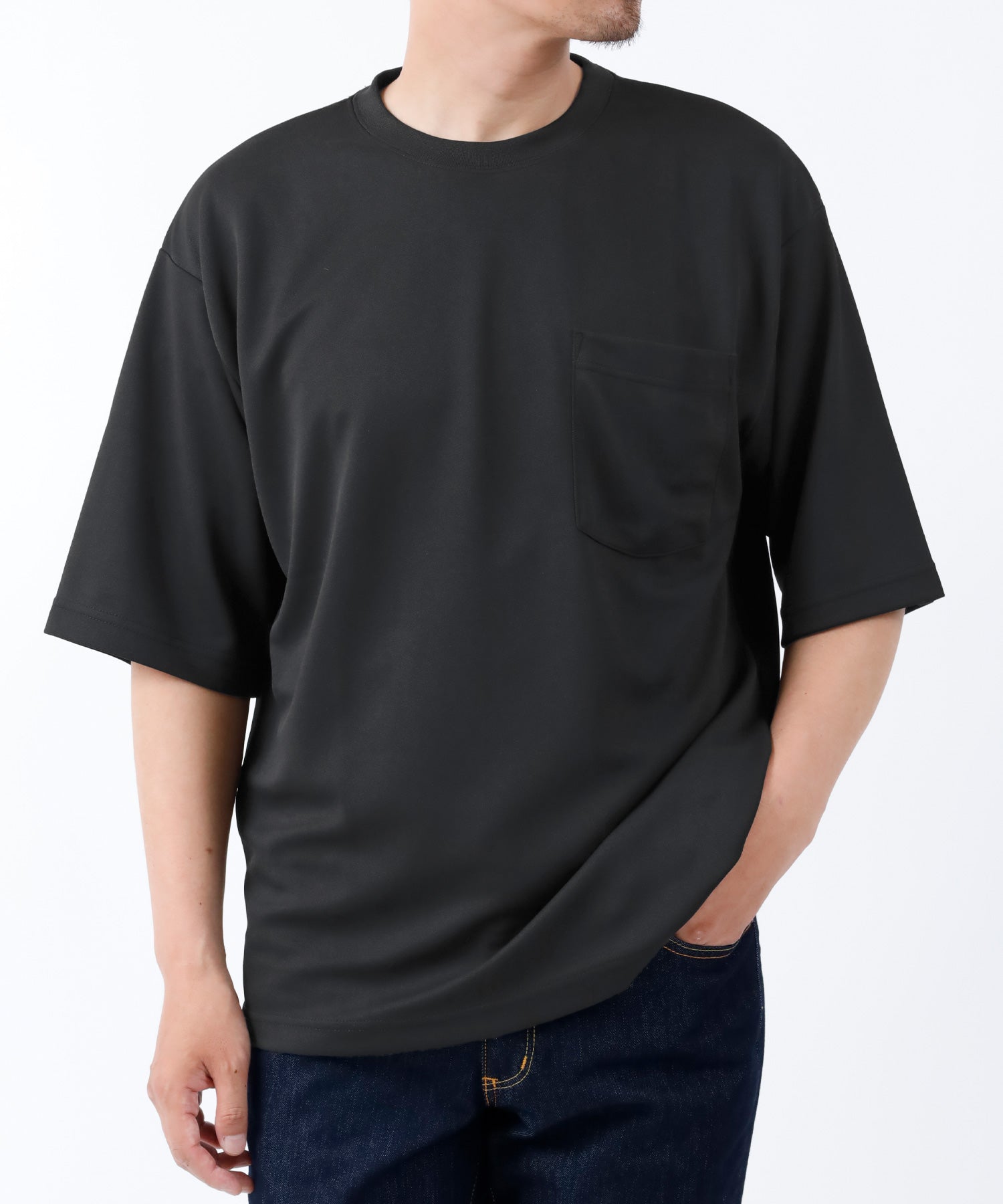 マルカワ MARUKAWA 【KAITEKI + /カイテキプラス】接触冷感 フレッシュテック ポケット付きオーバーサイズTシャツ メンズ トップス (ブラック) ブラック