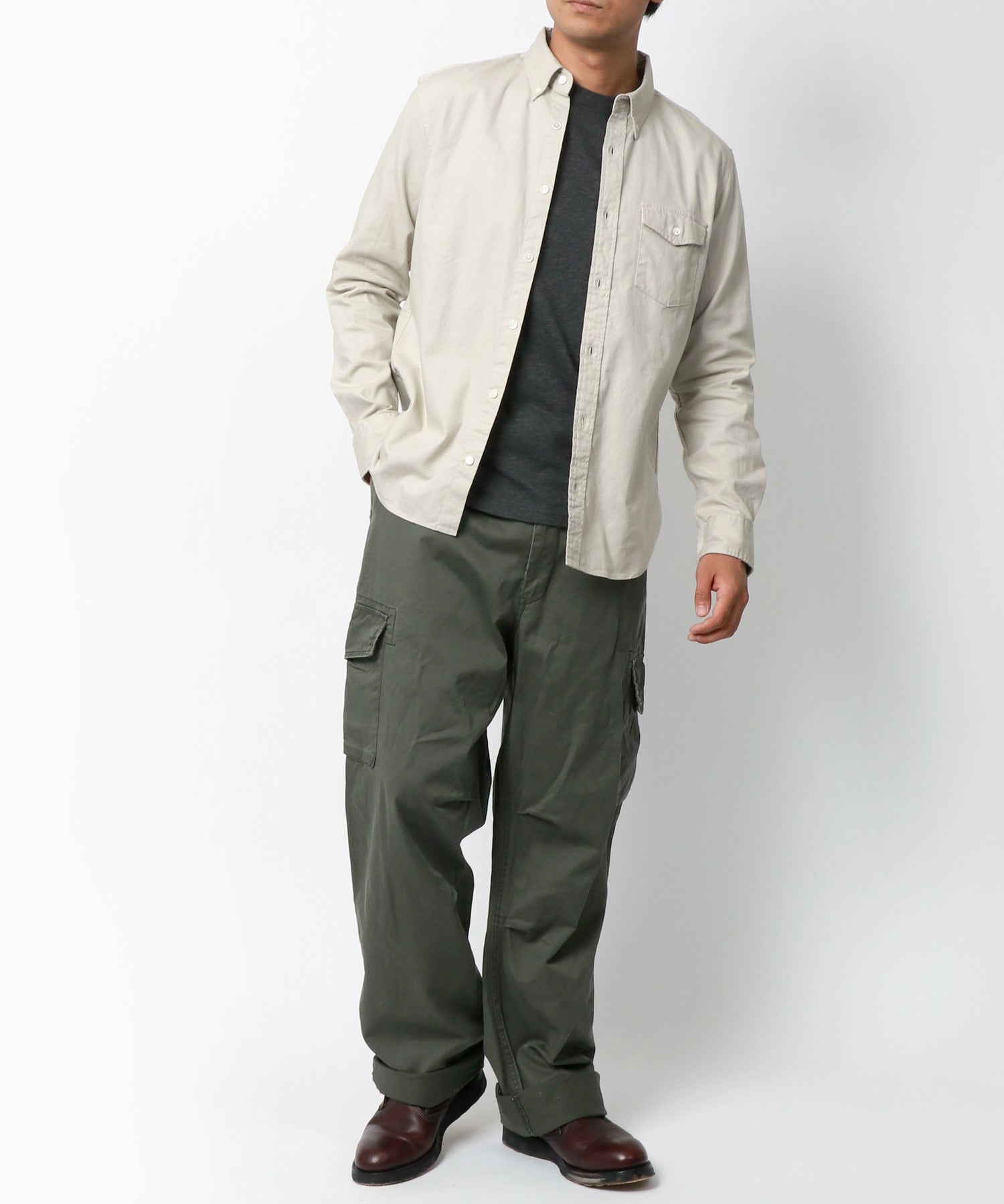 マルカワ MARUKAWA 別注 【MRU/エムアールユー】made in JAPAN 国産 綿 オックスフォード ボタンダウンシャツ カジュアル シャツ シンプル 定番 インナー (ライトブルー) ライトブルー