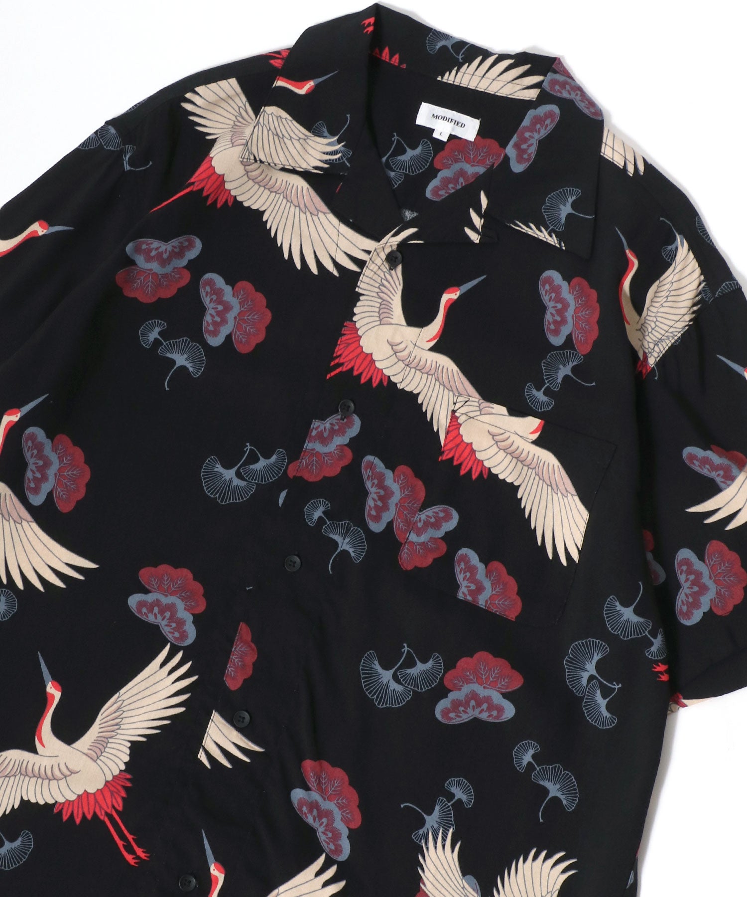 マルカワ MARUKAWA レーヨン アロハシャツ オープンカラー 開襟シャツ 半袖シャツ ハワイアンシャツ 柄 メンズ レディース (ブラック系その他4) ブラック系その他4