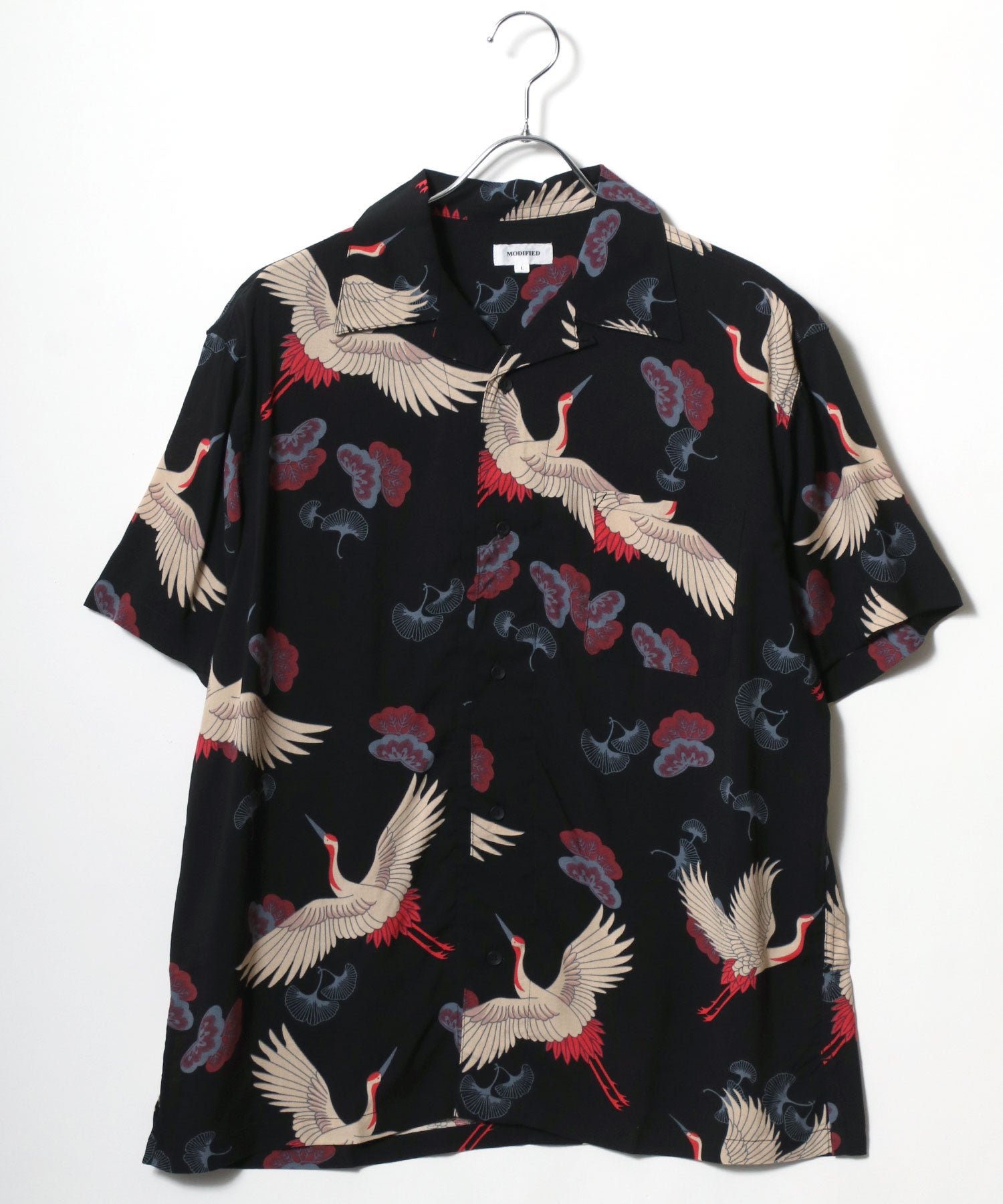 マルカワ MARUKAWA レーヨン アロハシャツ オープンカラー 開襟シャツ 半袖シャツ ハワイアンシャツ 柄 メンズ レディース (ブラック系その他4) ブラック系その他4