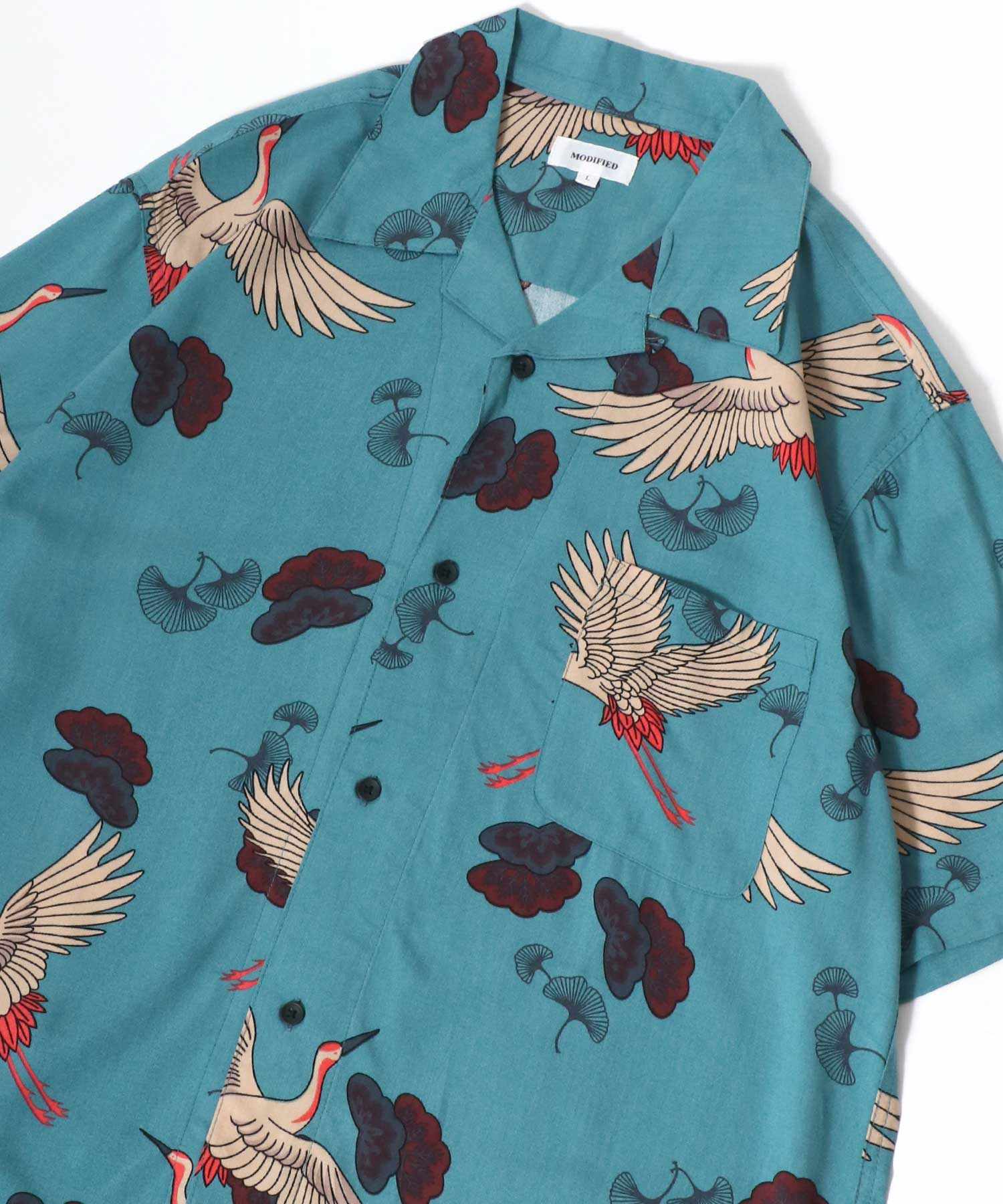 マルカワ MARUKAWA レーヨン アロハシャツ オープンカラー 開襟シャツ 半袖シャツ ハワイアンシャツ 柄 メンズ レディース (グリーン系その他2) グリーン系その他2