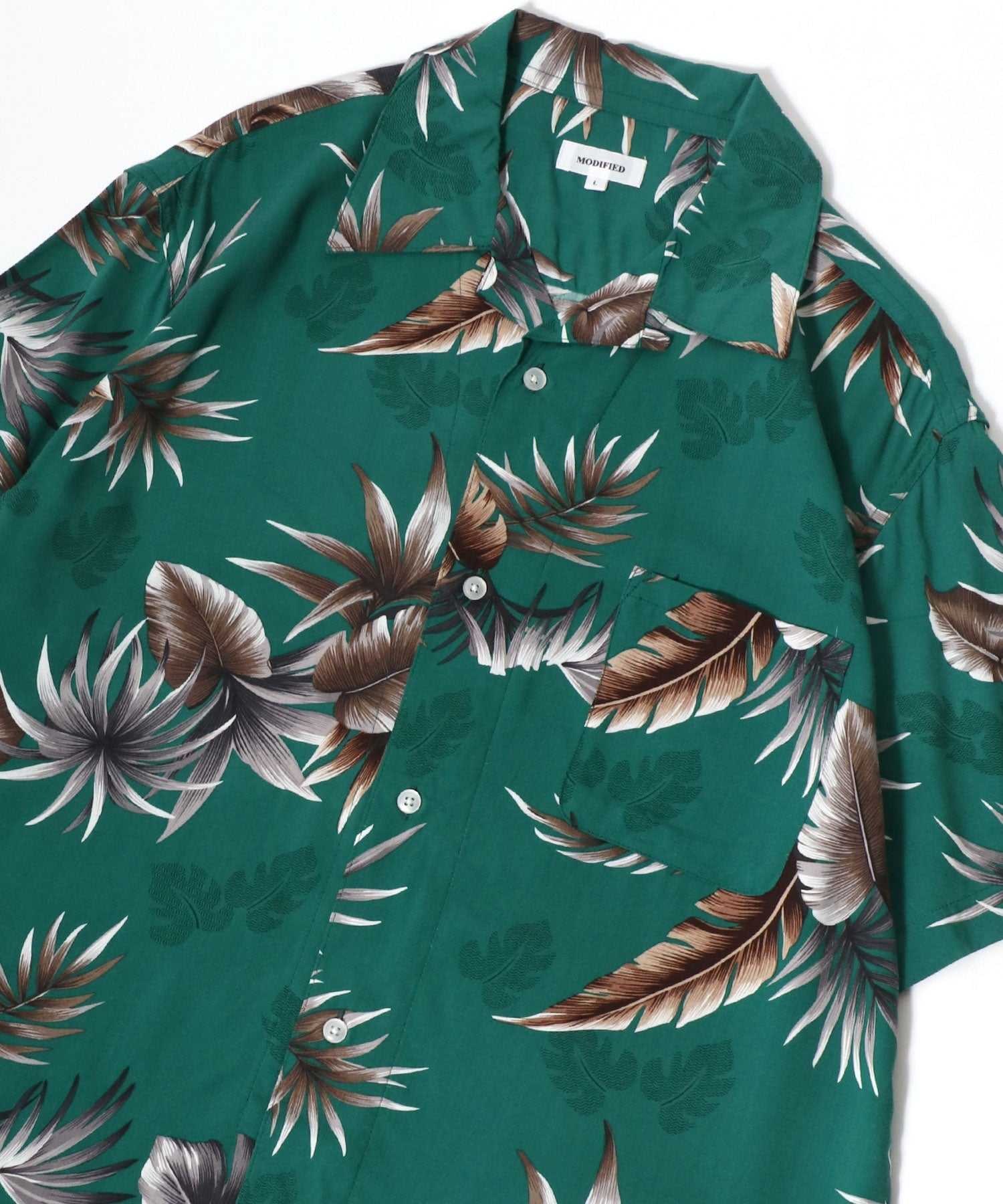 マルカワ MARUKAWA レーヨン アロハシャツ オープンカラー 開襟シャツ 半袖シャツ ハワイアンシャツ 柄 メンズ レディース (グリーン系その他) グリーン系その他