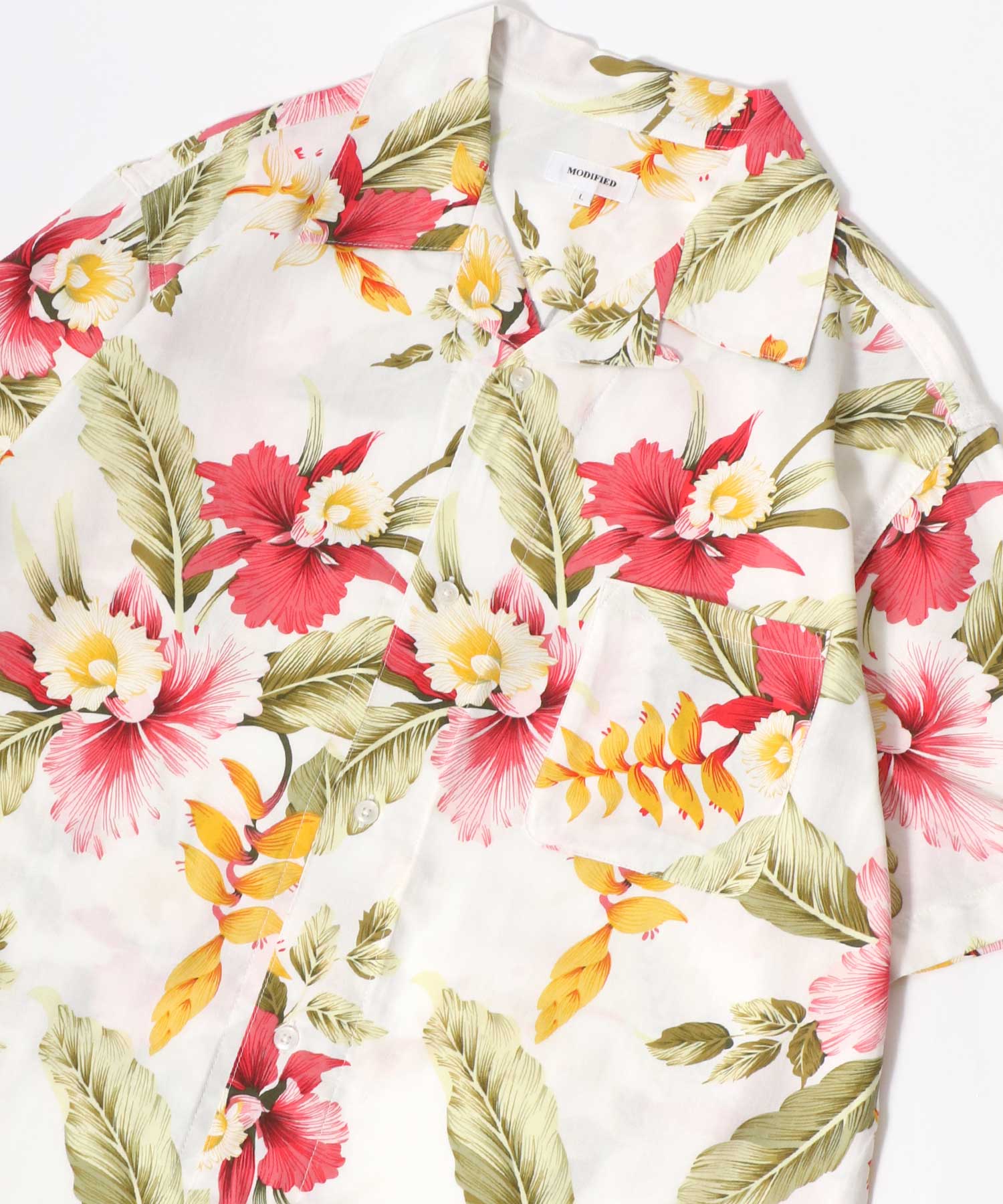 マルカワ MARUKAWA レーヨン アロハシャツ オープンカラー 開襟シャツ 半袖シャツ ハワイアンシャツ 柄 メンズ レディース (ホワイト系その他2) ホワイト系その他2