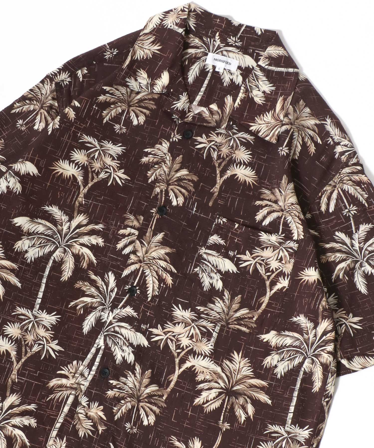 マルカワ MARUKAWA レーヨン アロハシャツ オープンカラー 開襟シャツ 半袖シャツ ハワイアンシャツ 柄 メンズ レディース (ブラウン系その他) ブラウン系その他