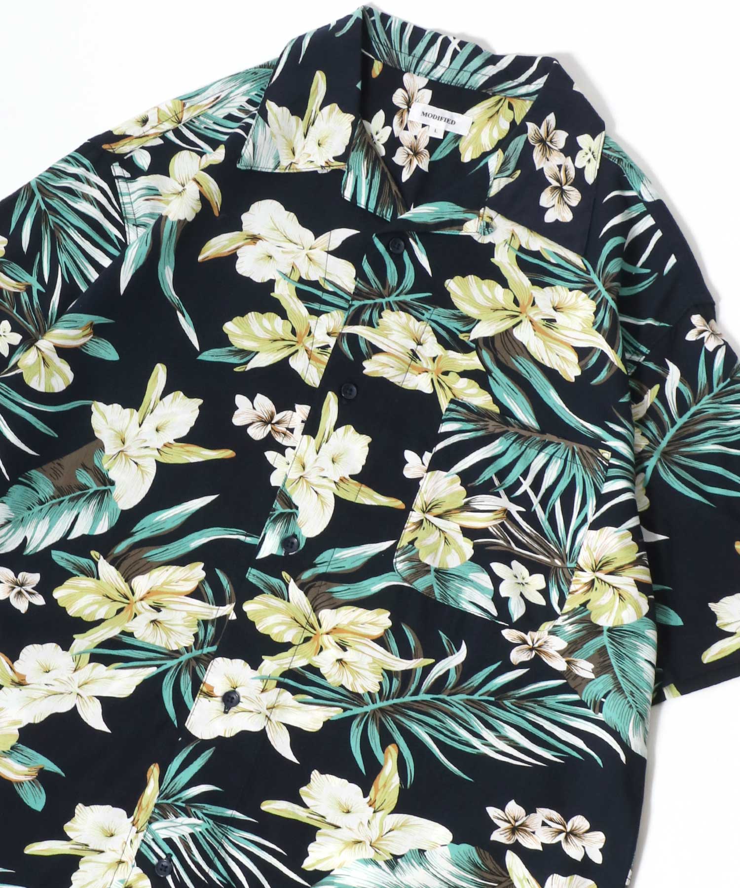 マルカワ MARUKAWA レーヨン アロハシャツ オープンカラー 開襟シャツ 半袖シャツ ハワイアンシャツ 柄 メンズ レディース (ネイビー系1) ネイビー系1