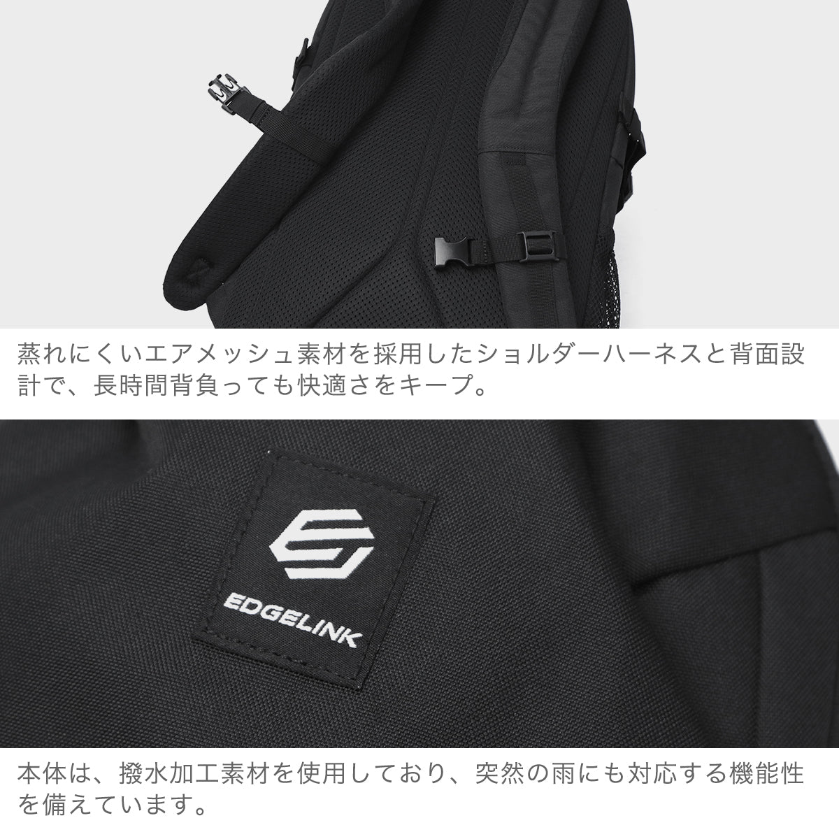 エッジリンク EDGELINK 【NEW JACKコラボキーホルダー付】リュック メンズ レディース 大容量 通学 軽量 中学生 高校生 撥水 2層 B4 PC 15.6inch 30L PARKWISE Daypack 60281 (ブラック) ブラック