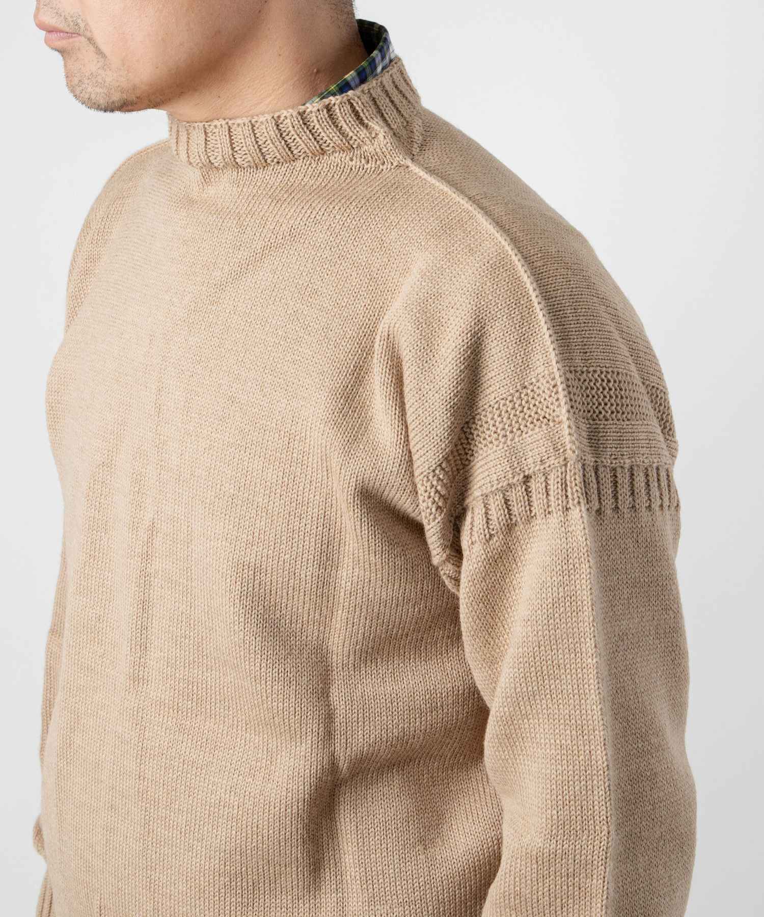 ガンジーウーレンズ Guernsey Woollens 【正規品】 ガンジーウーレンズ GUERNSEY WOOLLENS GW1001 ニット メンズ レディース トップス 長袖 セーター オーバーサイズ プルオーバー リブ編み ボー (キャメル) キャメル