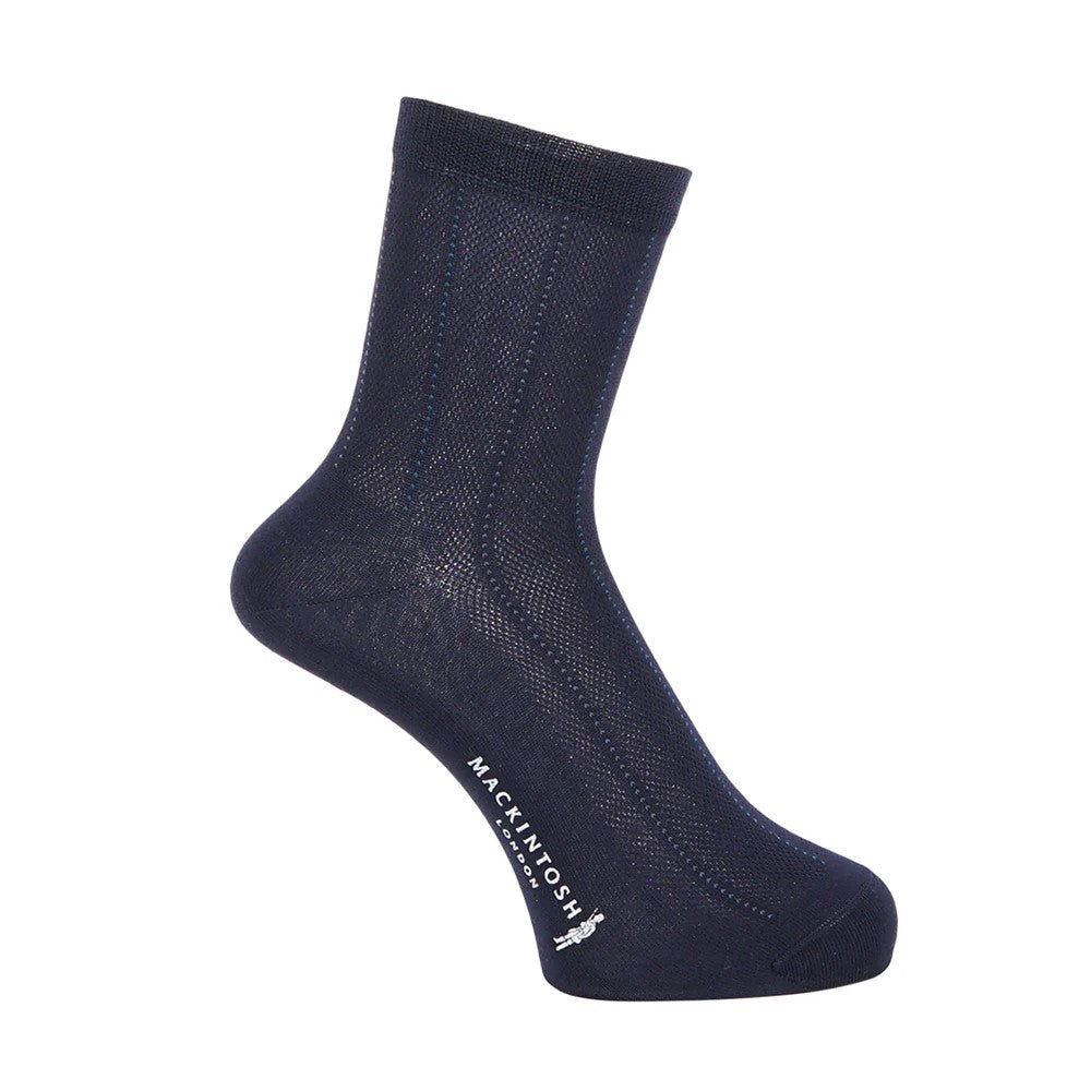 マッキントッシュ ロンドン MACKINTOSH LONDON ML綿麻メッシュストライプハーフ丈 (ネイビー) ネイビー