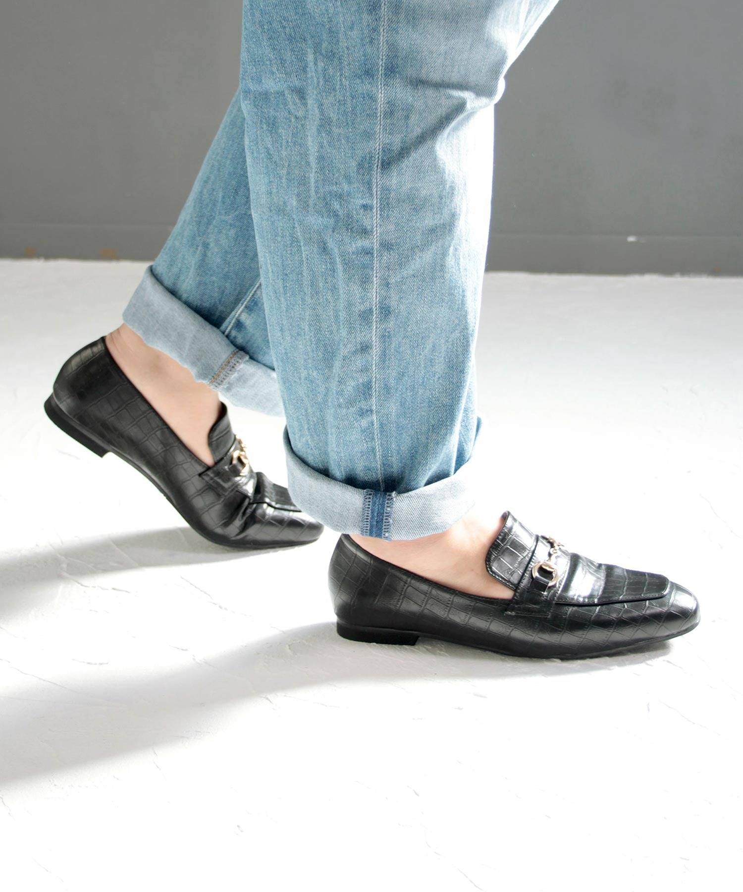 マシュガール masyugirl 【4E幅広・大きいサイズ】スクエアトゥビット付きローファー SOROTTO