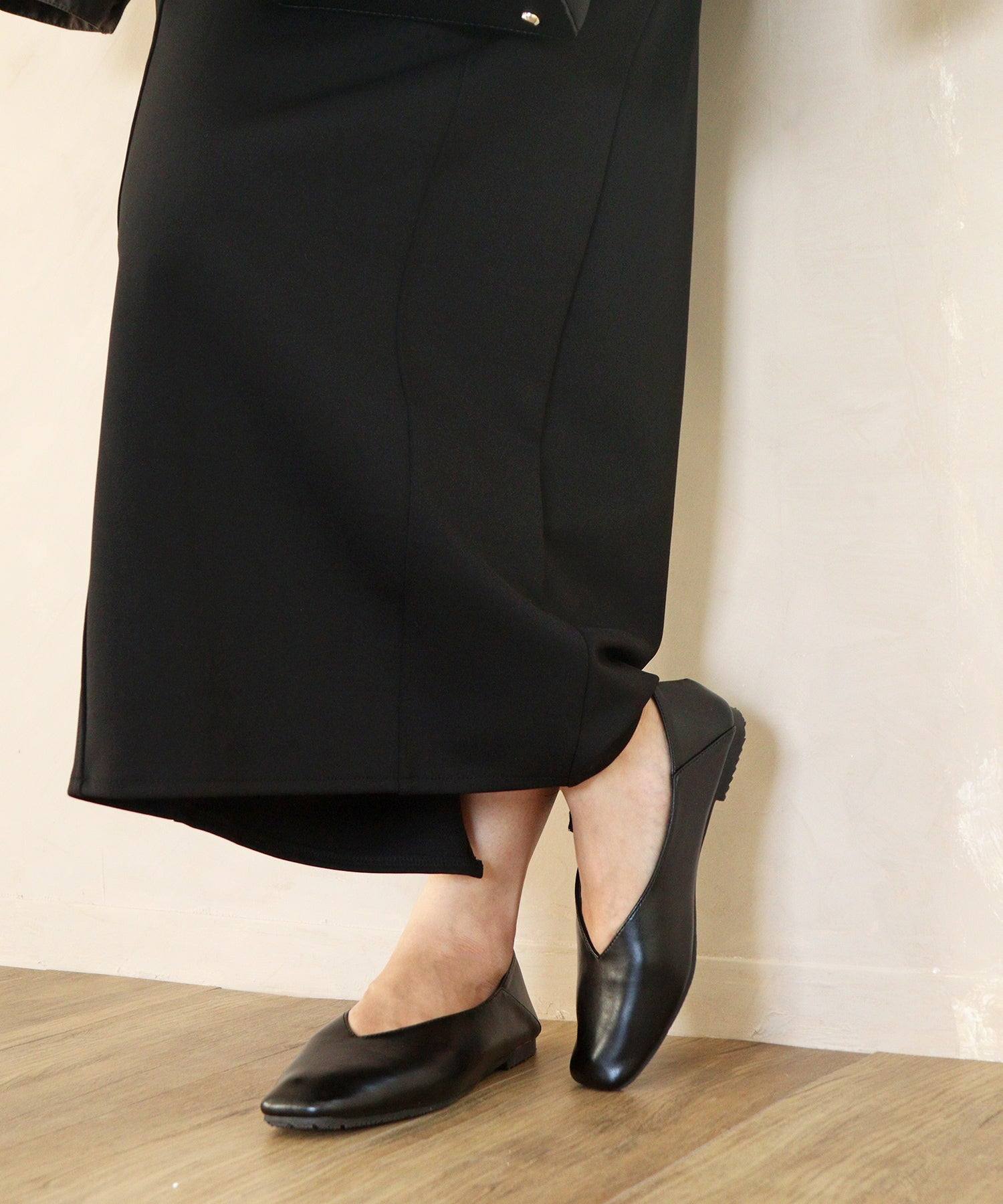 馬修女孩 masyugirl 【4E寬版・大尺碼】方頭V切平底鞋