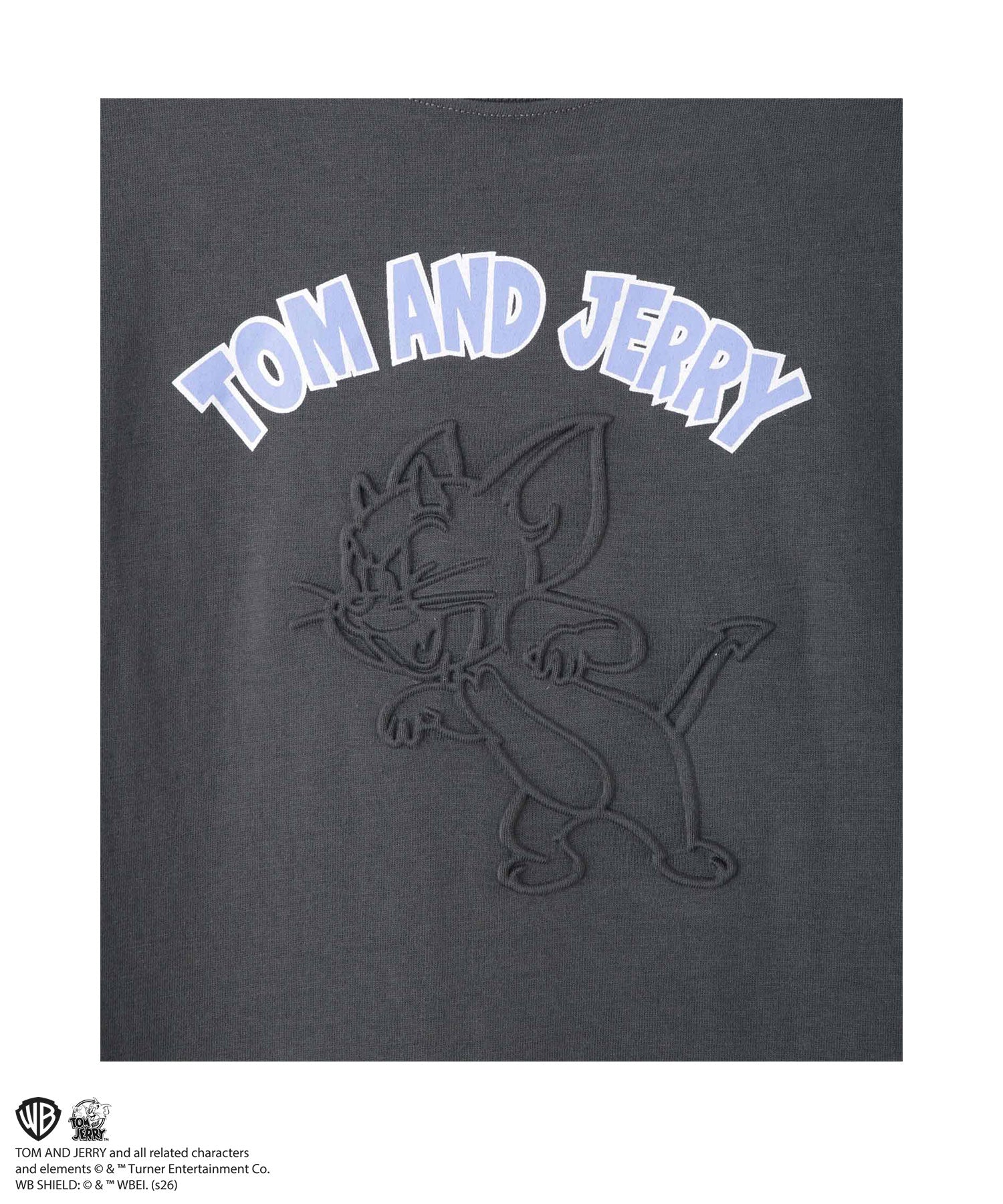 マックハウス Mac-House Tom and Jerry エンボス加工Tシャツ (チャコール) チャコール