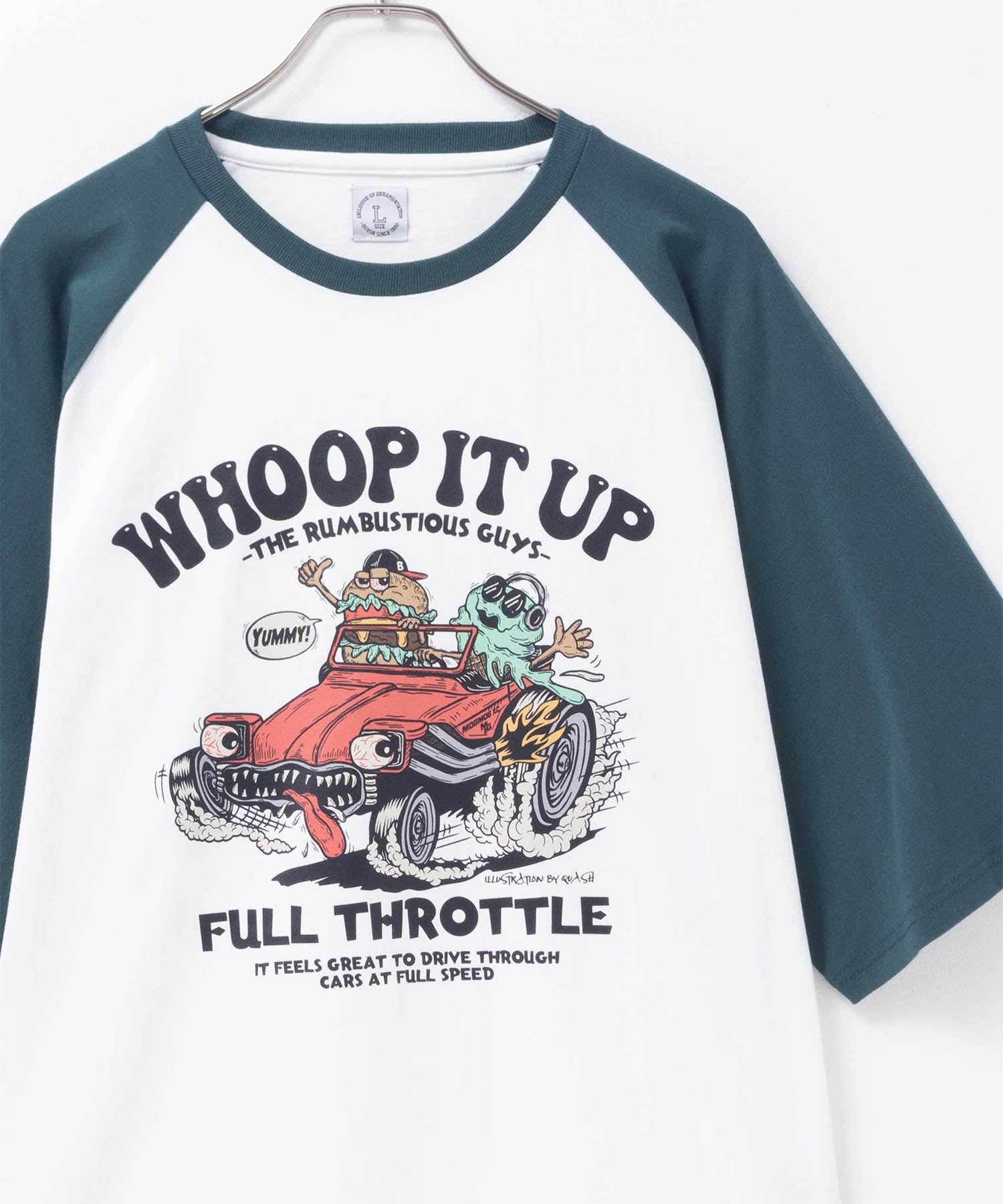 マックハウス Mac-House ラグランフードプリントTシャツ (ネイビーB) ネイビーB
