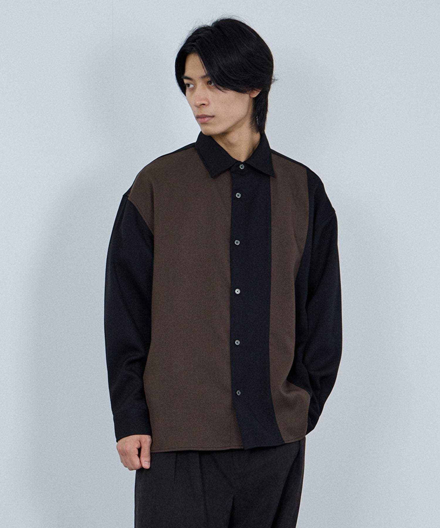 マックハウス Mac-House ラクウールルーズシャツ (チャコール) チャコール