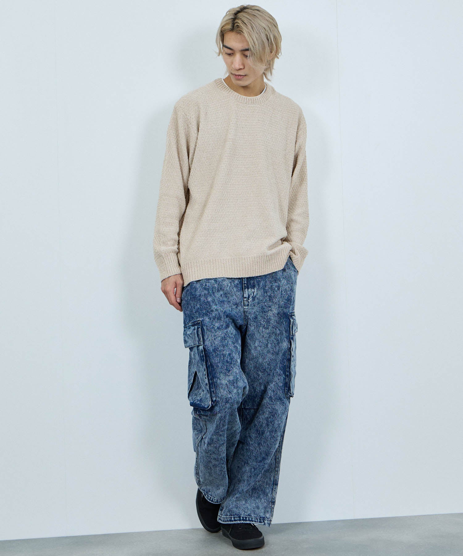 マックハウス Mac-House トロリカノコモールニット クルーネック (ブルー) ブルー