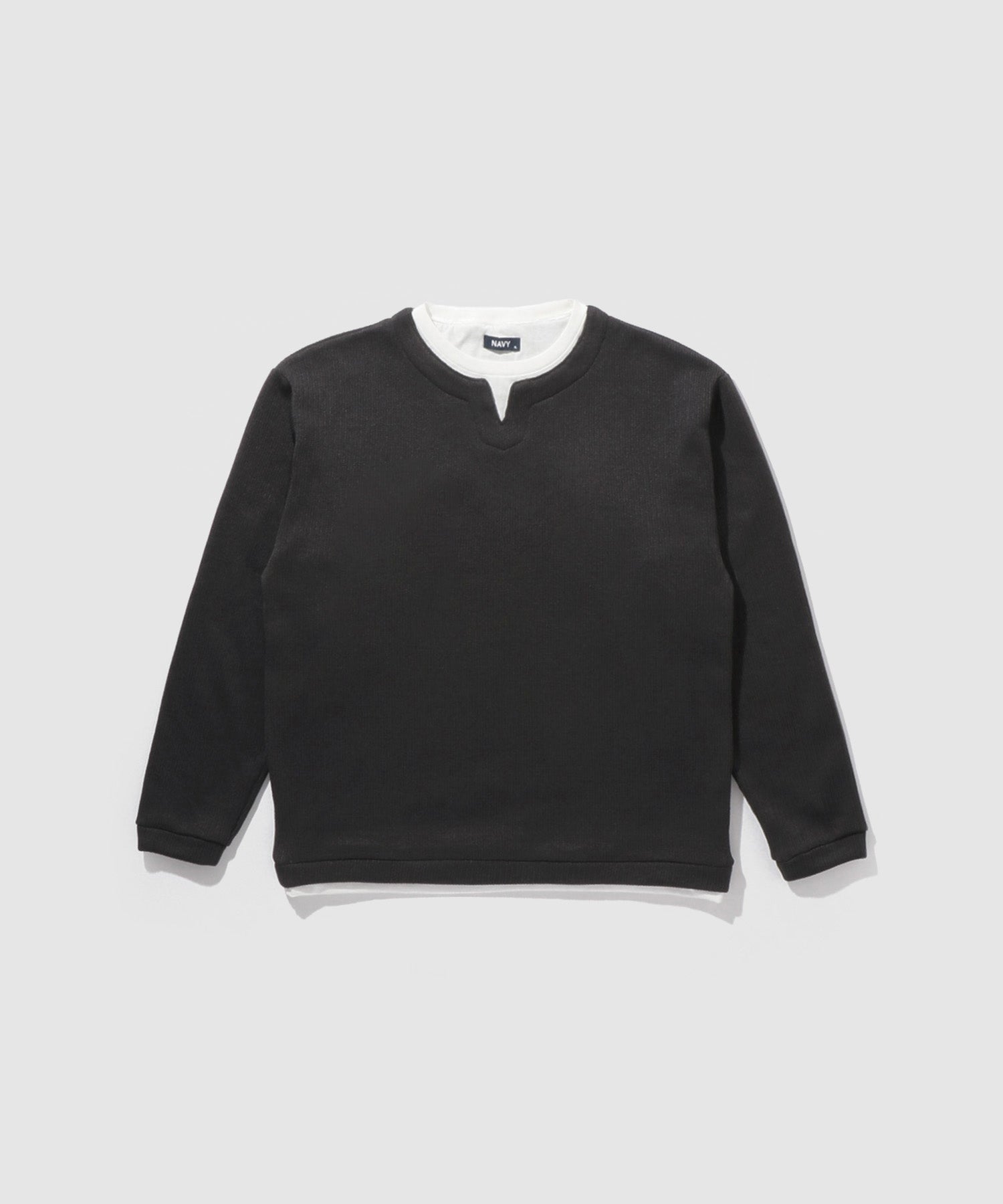 マックハウス Mac-House 針抜き裏起毛フェイクキーネックトレーナー (チャコールグレー) チャコールグレー