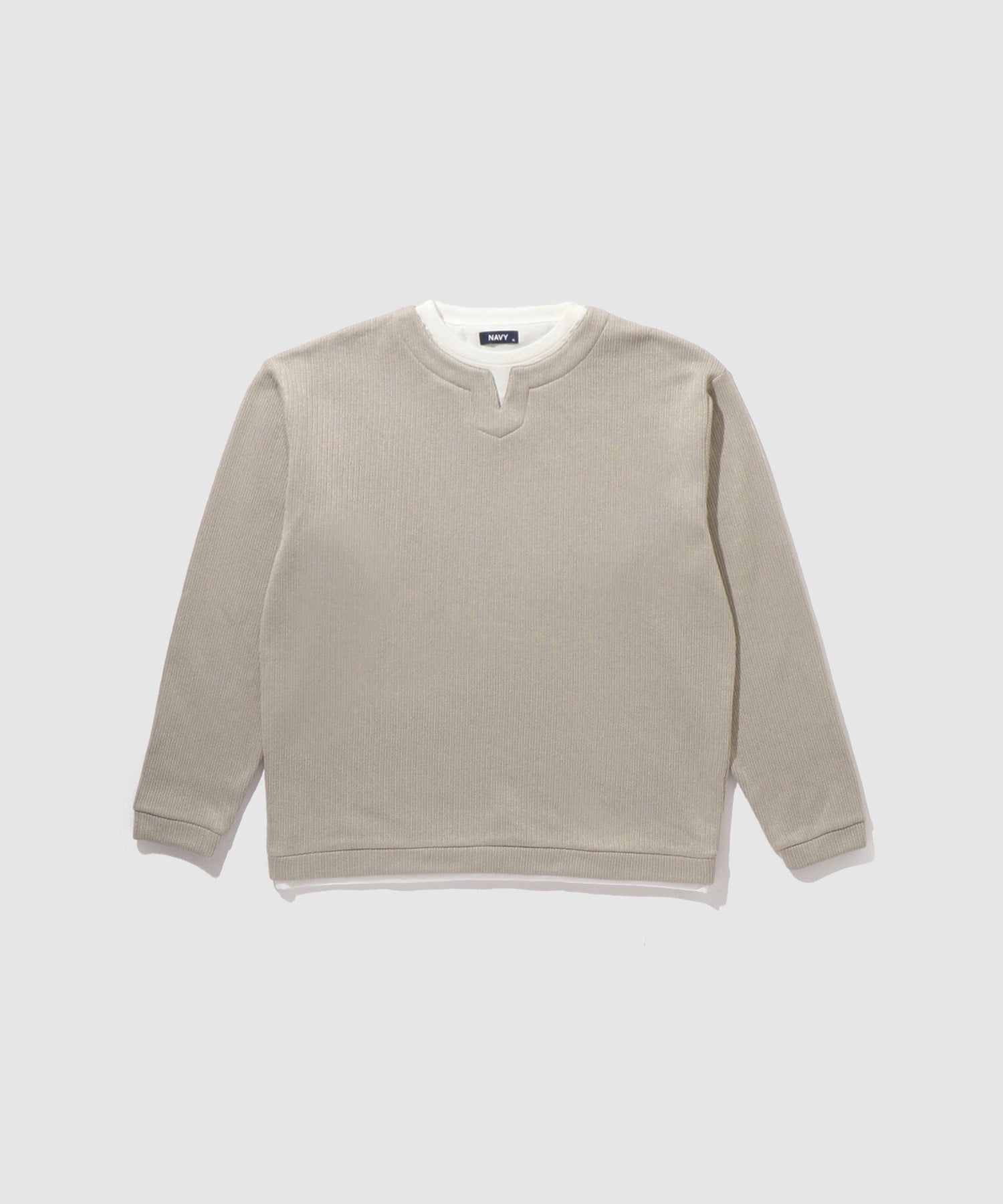 マックハウス Mac-House 針抜き裏起毛フェイクキーネックトレーナー (チャコールグレー) チャコールグレー