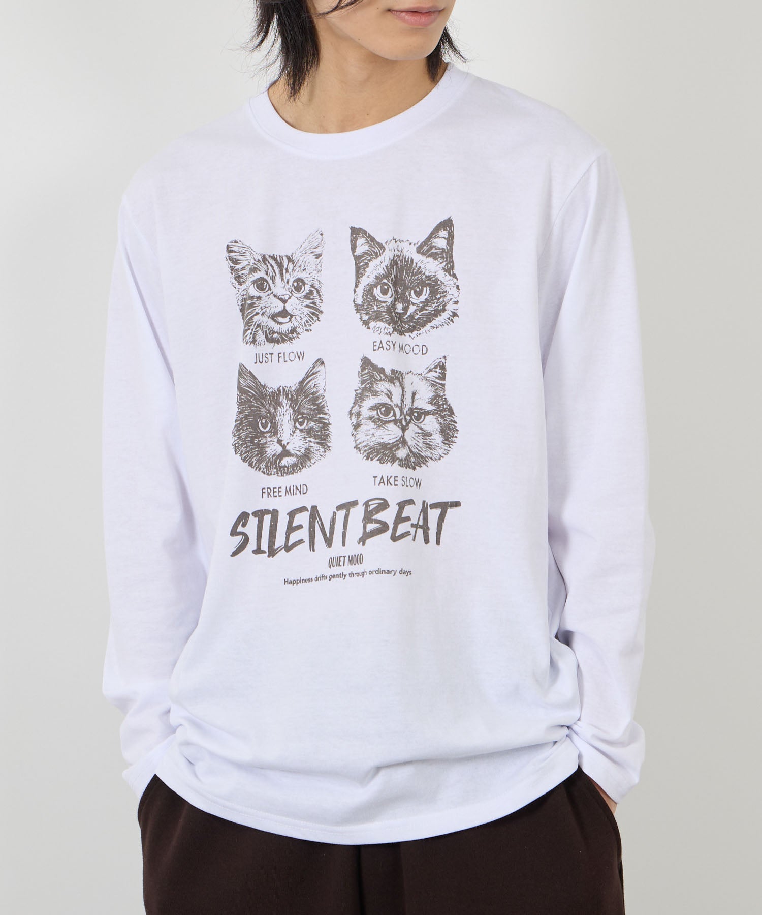 マックハウス Mac-House アニマルプリント長袖Tシャツ (ネイビー) ネイビー