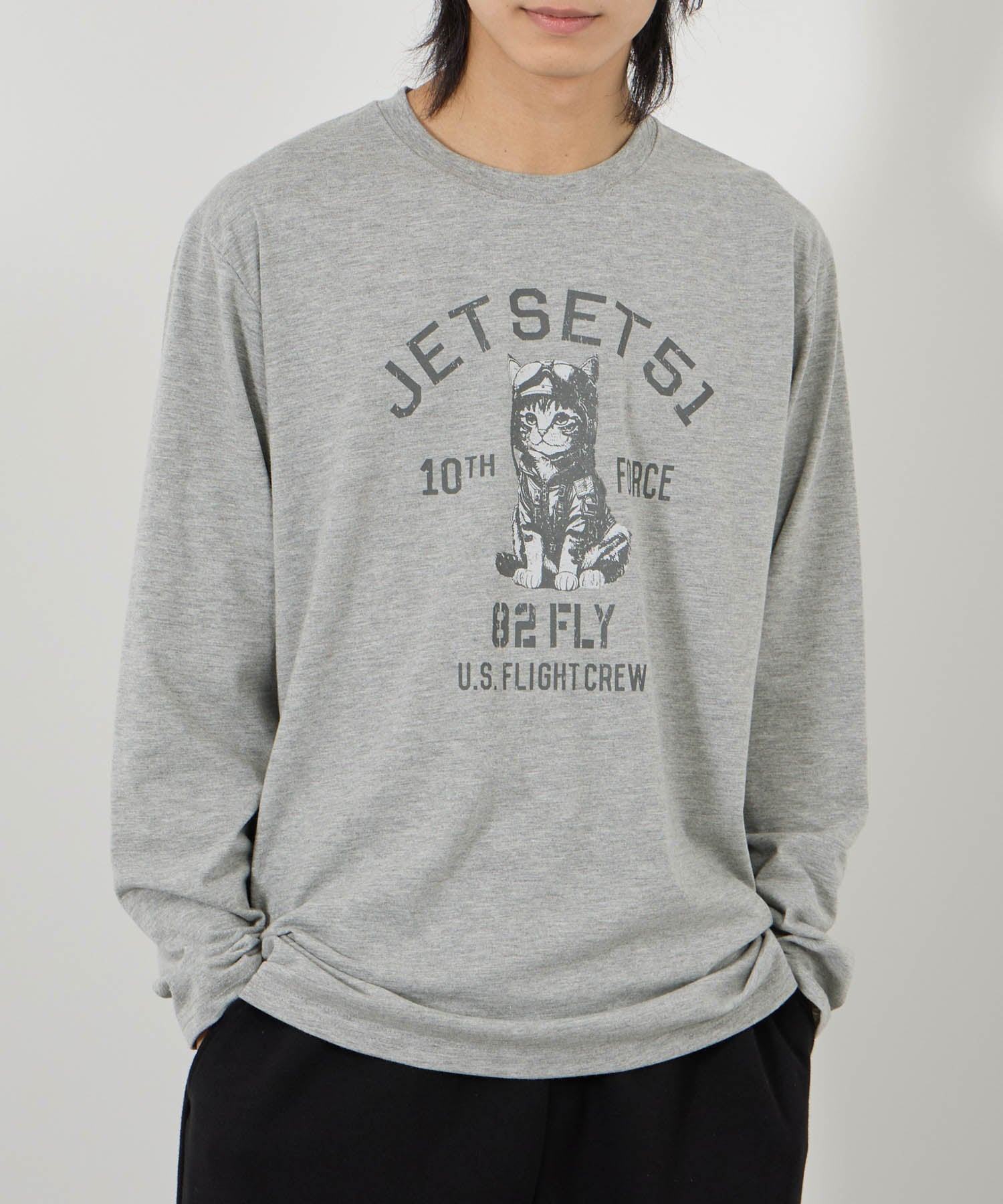 マックハウス Mac-House アニマルプリント長袖Tシャツ (ネイビー) ネイビー