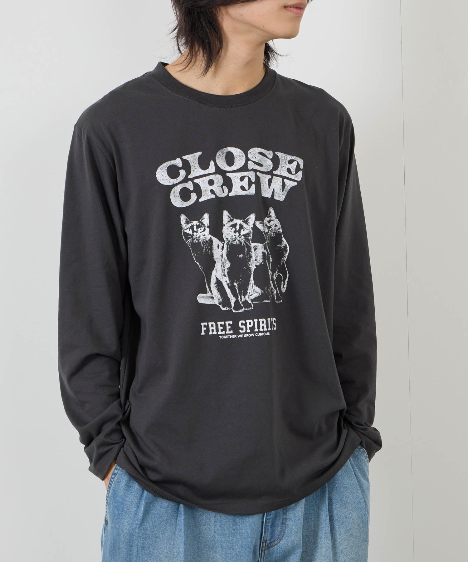 マックハウス Mac-House アニマルプリント長袖Tシャツ (ネイビー) ネイビー