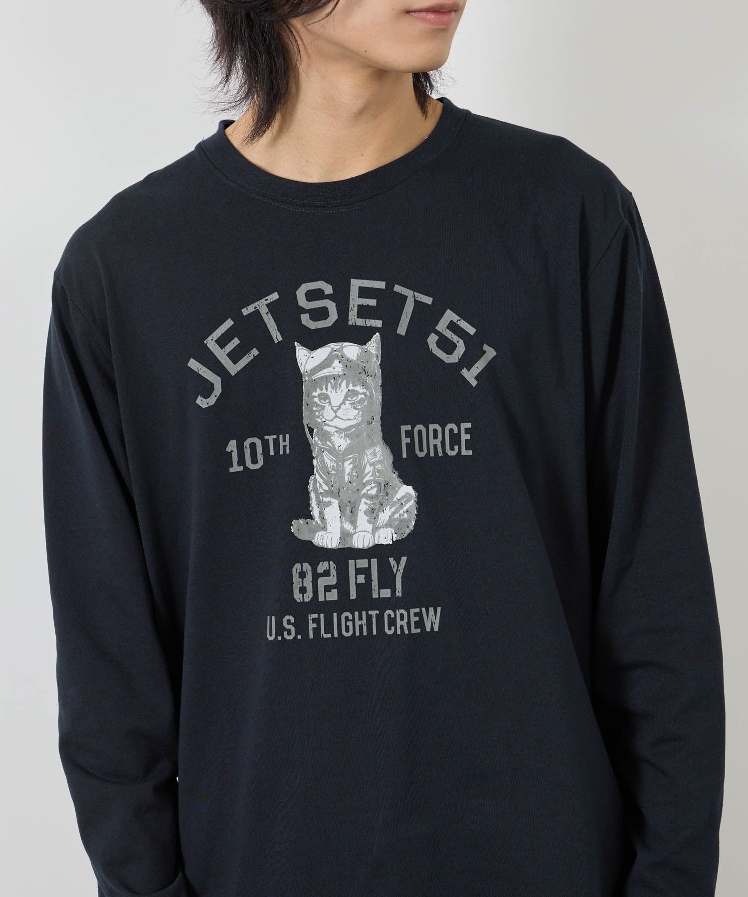 マックハウス Mac-House アニマルプリント長袖Tシャツ (ネイビー) ネイビー