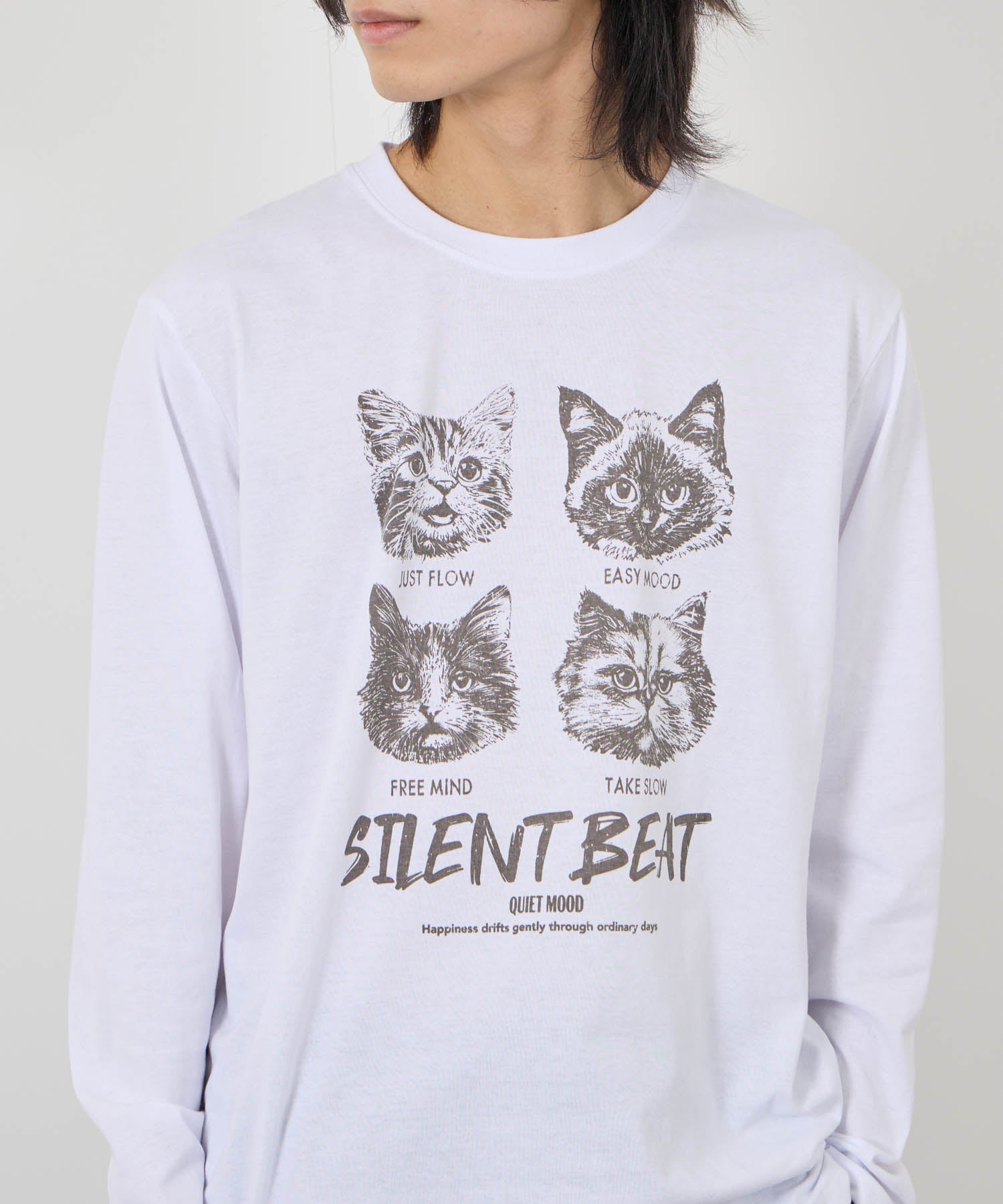 マックハウス Mac-House アニマルプリント長袖Tシャツ (ネイビー) ネイビー