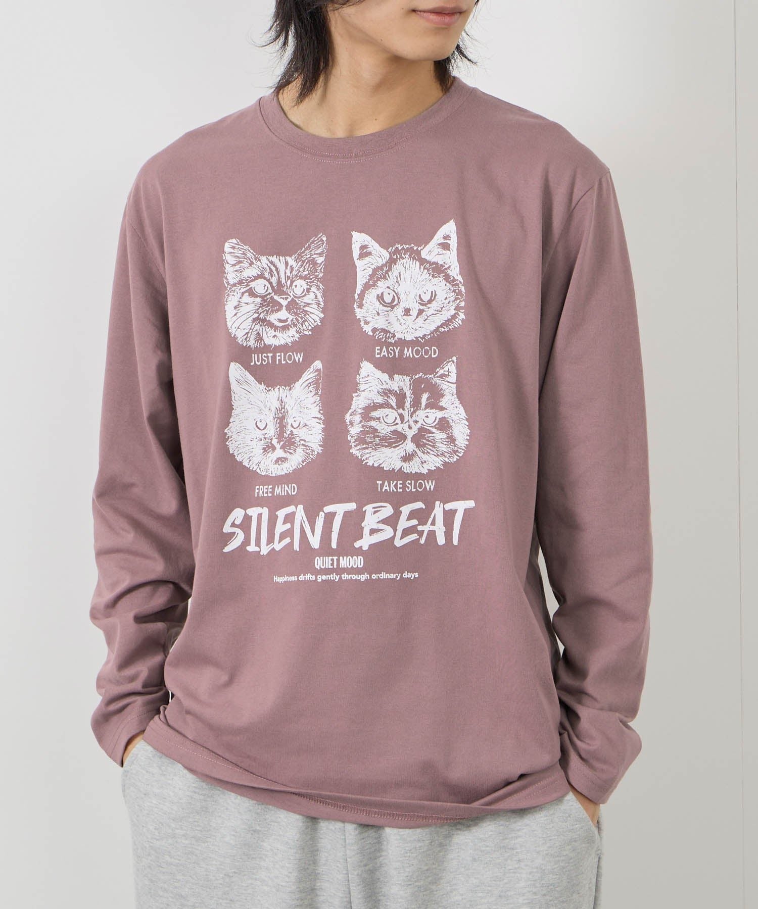 マックハウス Mac-House アニマルプリント長袖Tシャツ (ネイビー) ネイビー