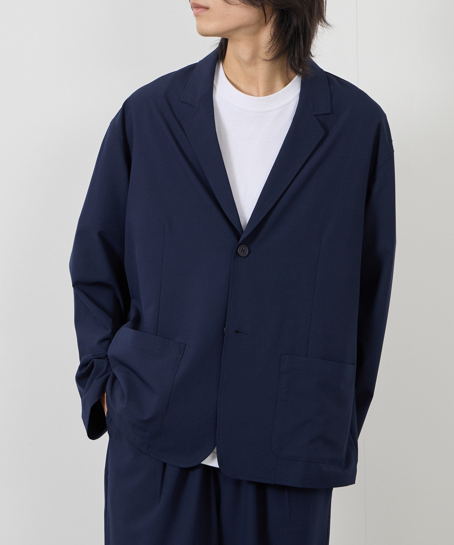 マックハウス Mac-House ポリリップストップ テーラードジャケット&イージーパンツ セットアップ (ブラック) ブラック