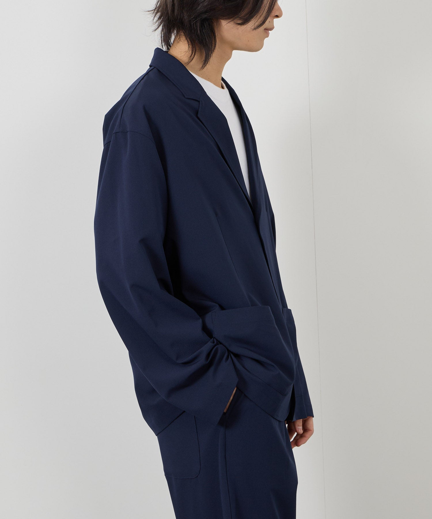 マックハウス Mac-House ポリリップストップ テーラードジャケット&イージーパンツ セットアップ (ブラック) ブラック