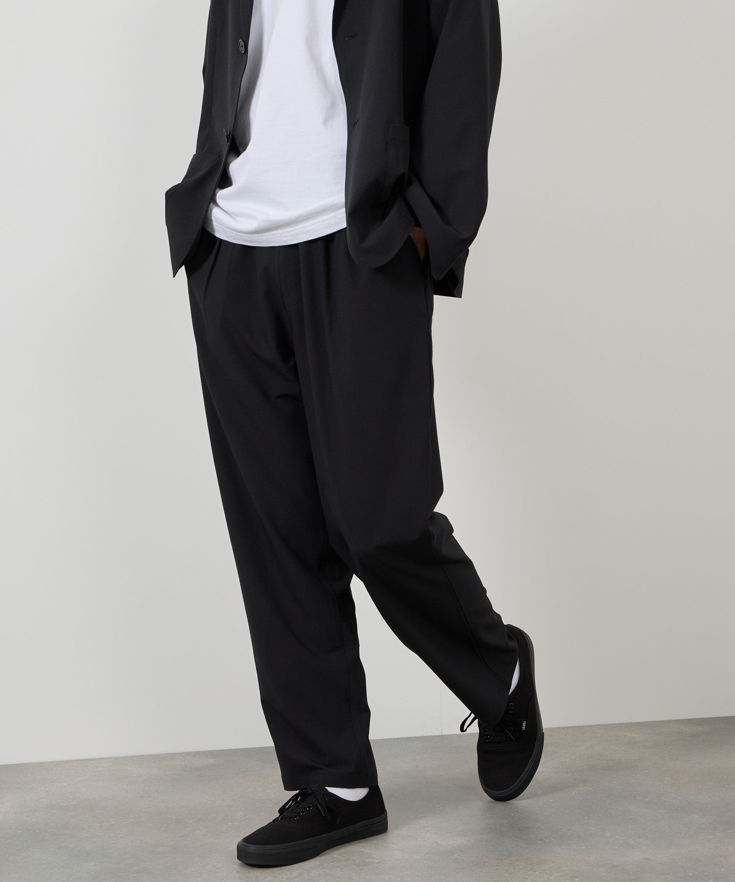 マックハウス Mac-House ポリリップストップ テーラードジャケット&イージーパンツ セットアップ (ブラック) ブラック