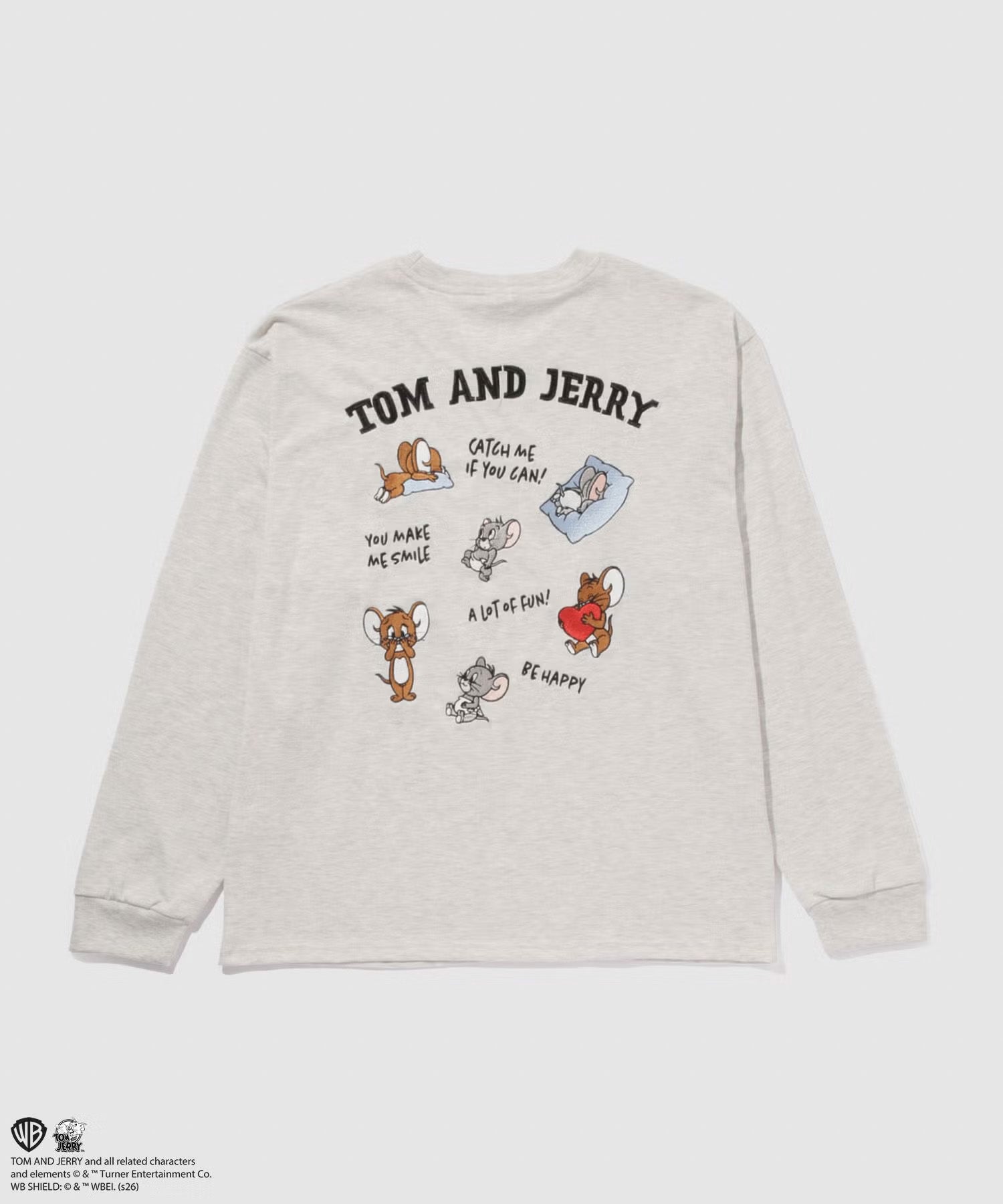 マックハウス Mac-House Tom and Jerry 刺繍長袖Tシャツ (スミクロ) スミクロ