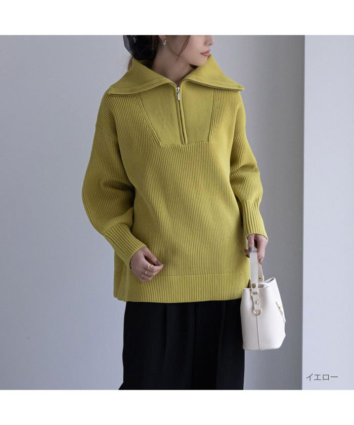 麥克豪斯 Mac-House 海軍藍 藏青色 水手領半拉鍊針織衫 374020MH