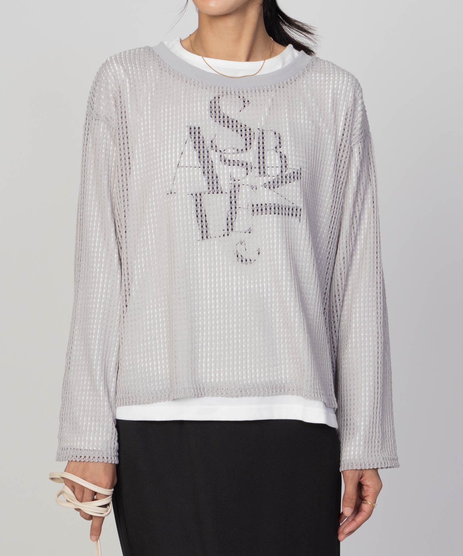 マックハウス Mac-House 透かしメッシュ+長袖Tシャツ セットアンサンブル