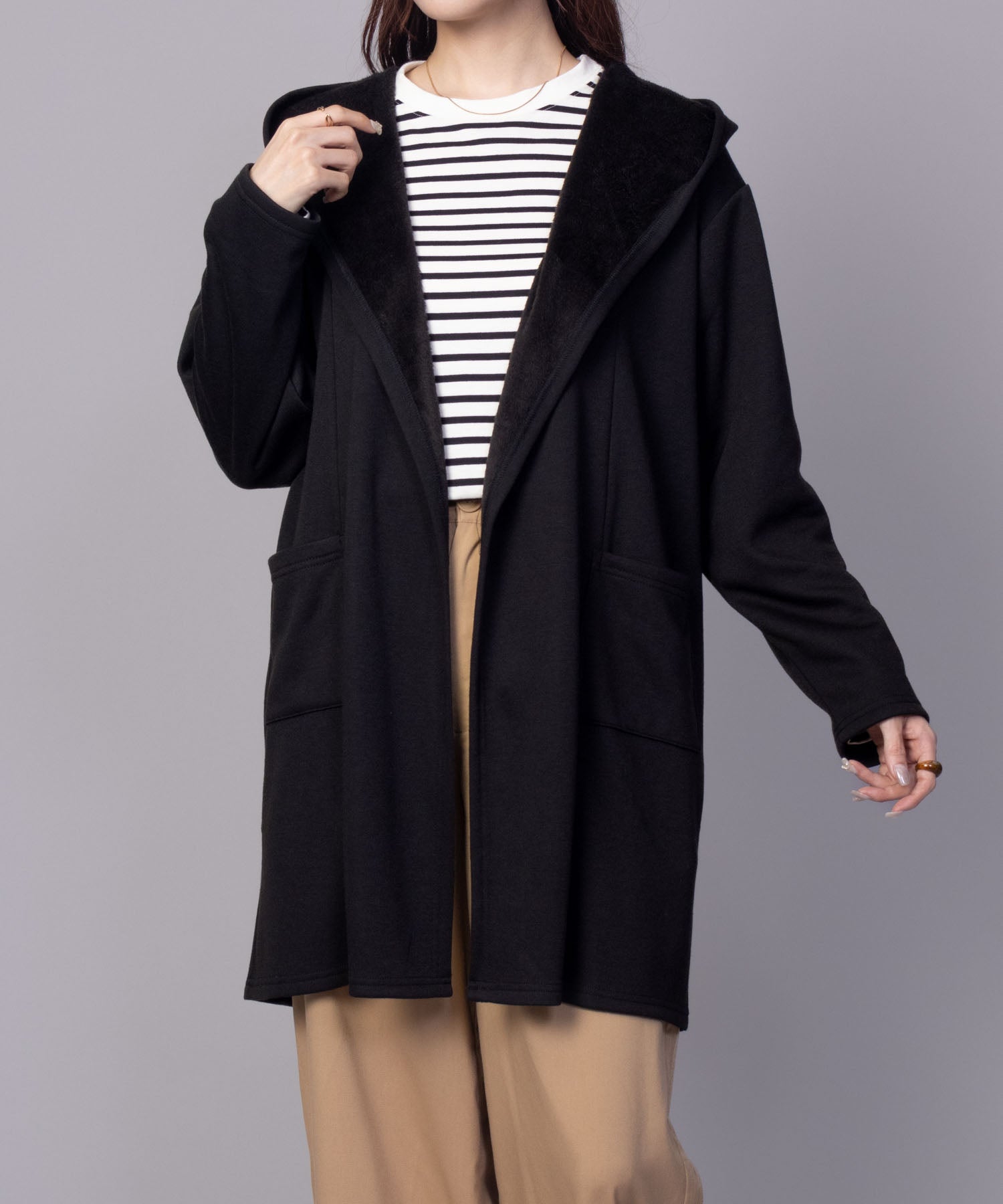 Mac-House nAvy Warm℃ Fleece Lined Topper Cardigan