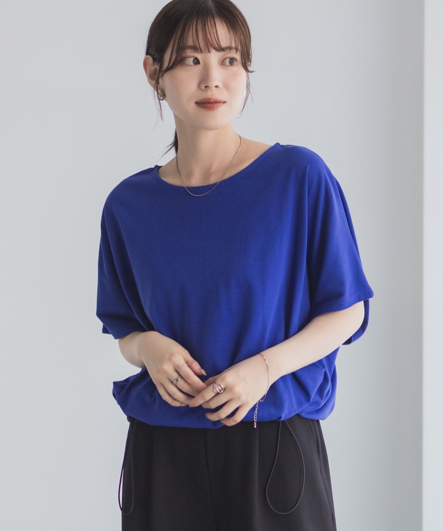 マックハウス Mac-House 裾ドロストカットソー (ブラック) ブラック