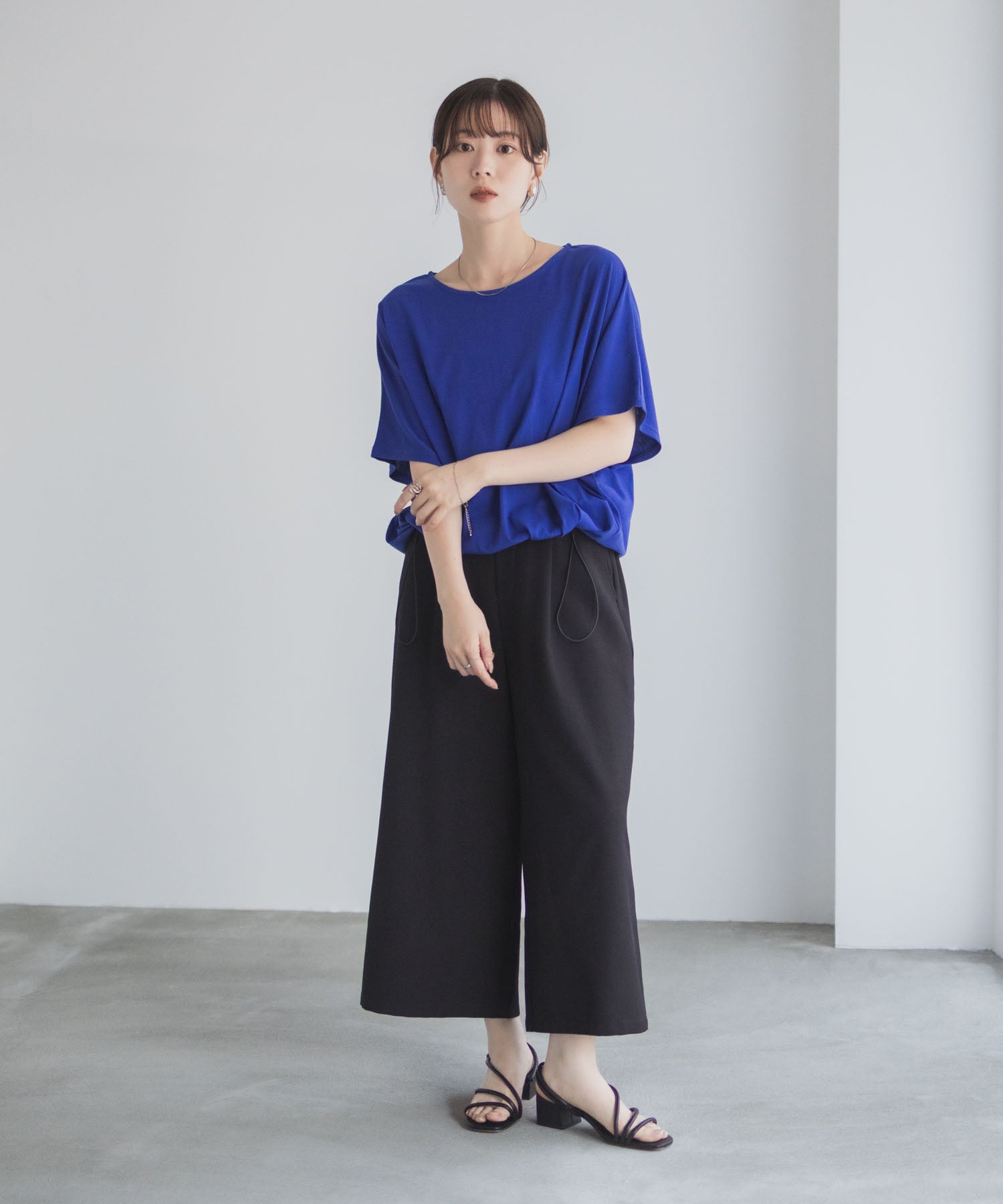 マックハウス Mac-House 裾ドロストカットソー (ブラック) ブラック