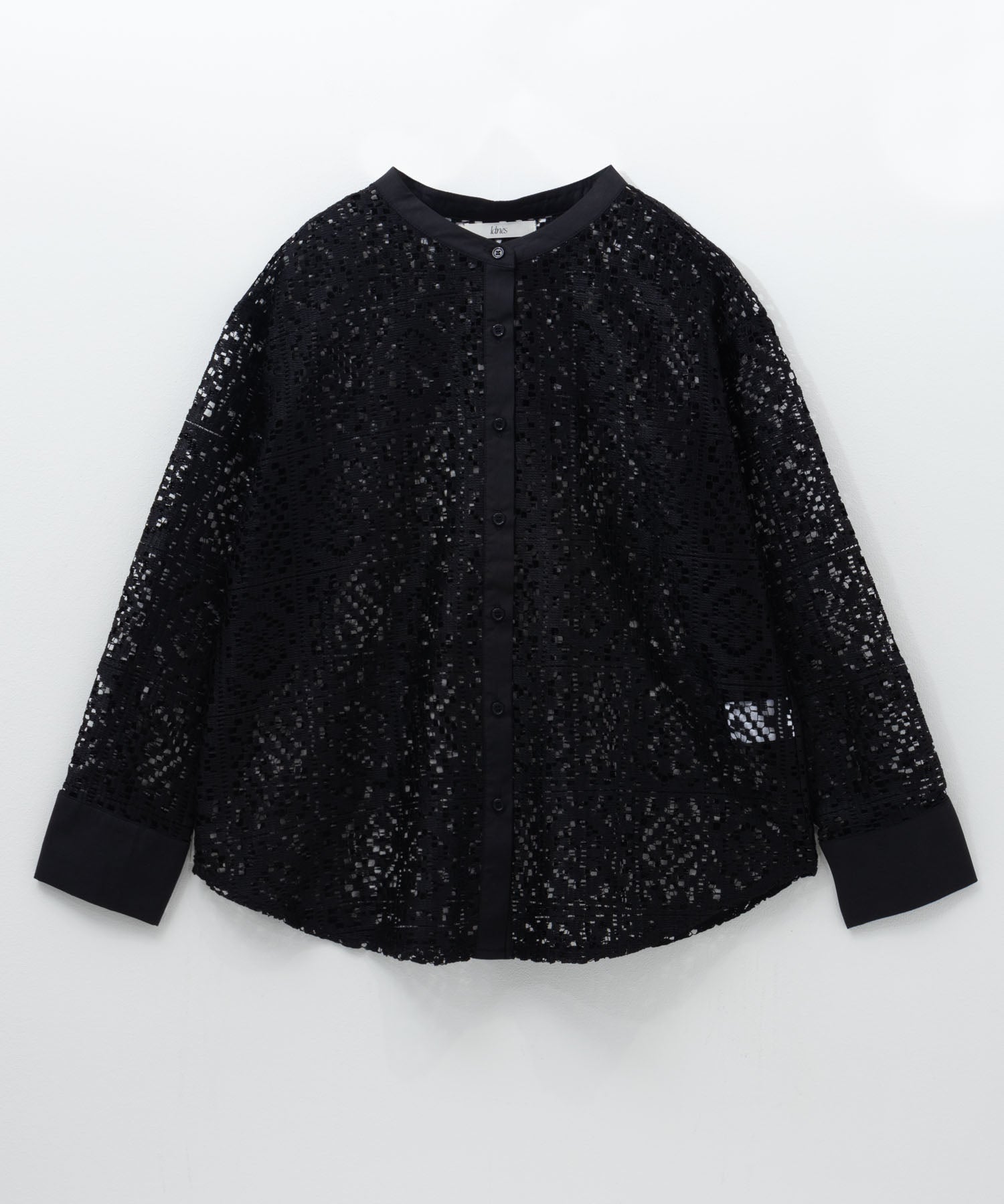 マックハウス Mac-House クロシェライクレース羽織ノーカラーシャツ (アイボリー) アイボリー