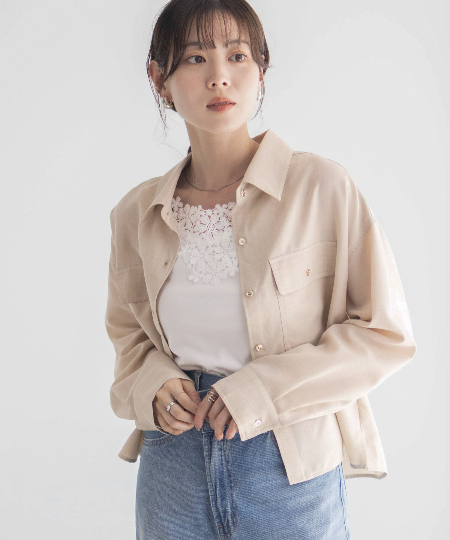 マックハウス Mac-House リネンライクコンパクトシャツ (パープル) パープル