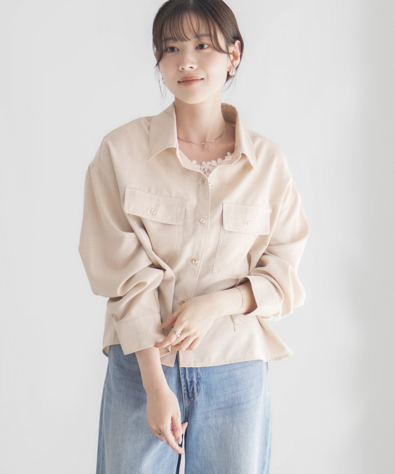 マックハウス Mac-House リネンライクコンパクトシャツ (パープル) パープル