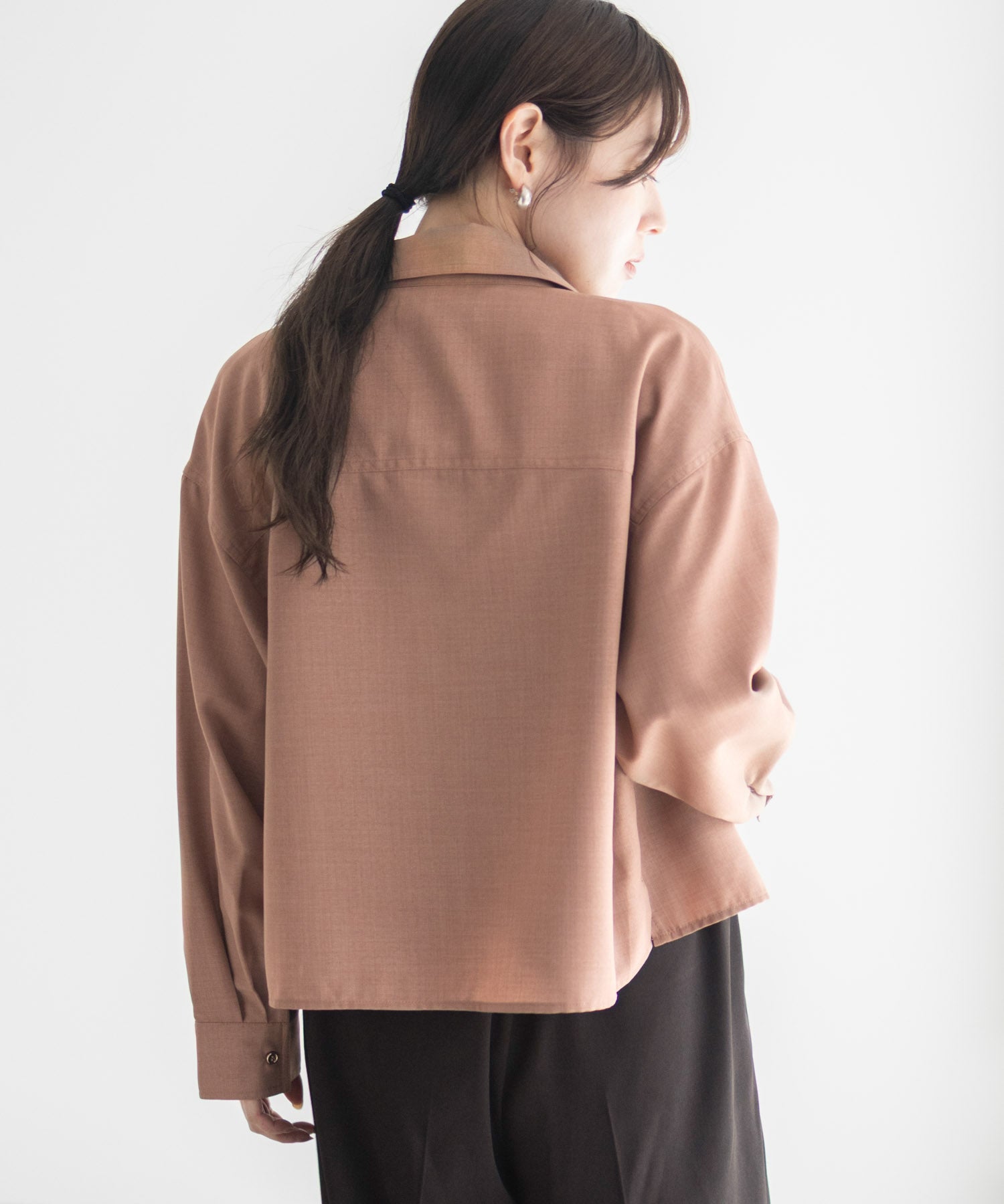 マックハウス Mac-House リネンライクコンパクトシャツ (パープル) パープル