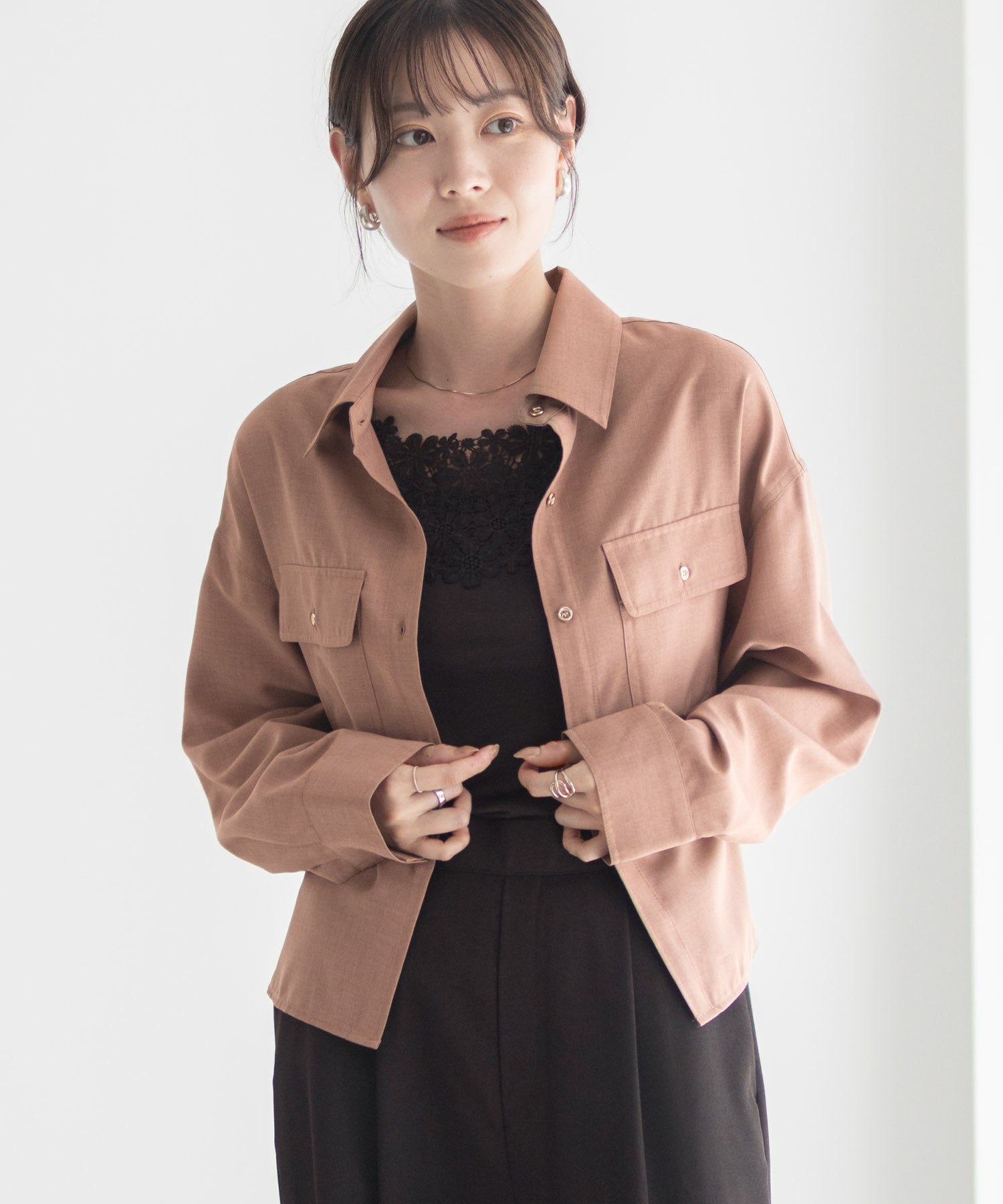 マックハウス Mac-House リネンライクコンパクトシャツ (モカ) モカ