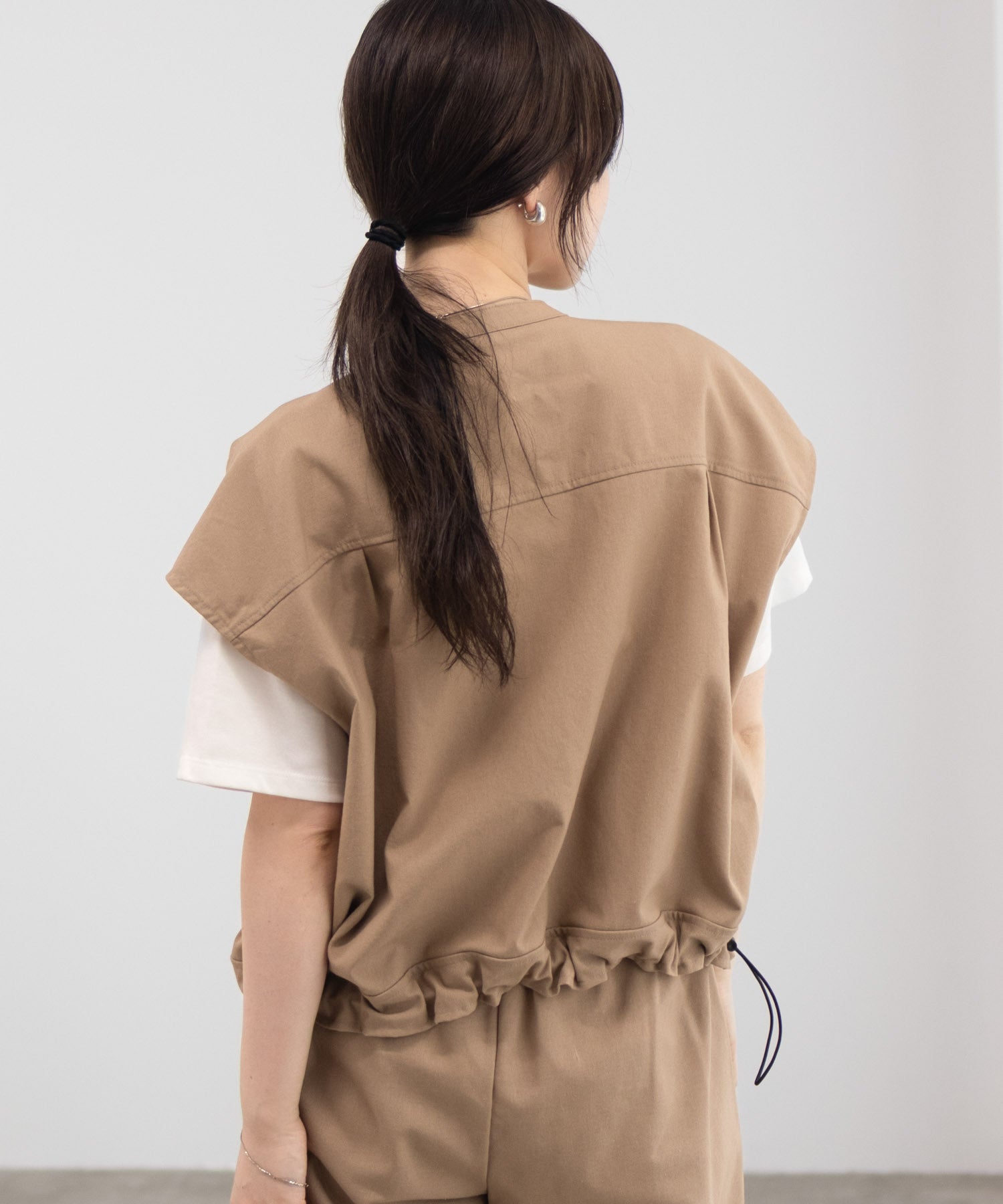 マックハウス Mac-House リネンライクノーカラージャケット (ベージュ) ベージュ